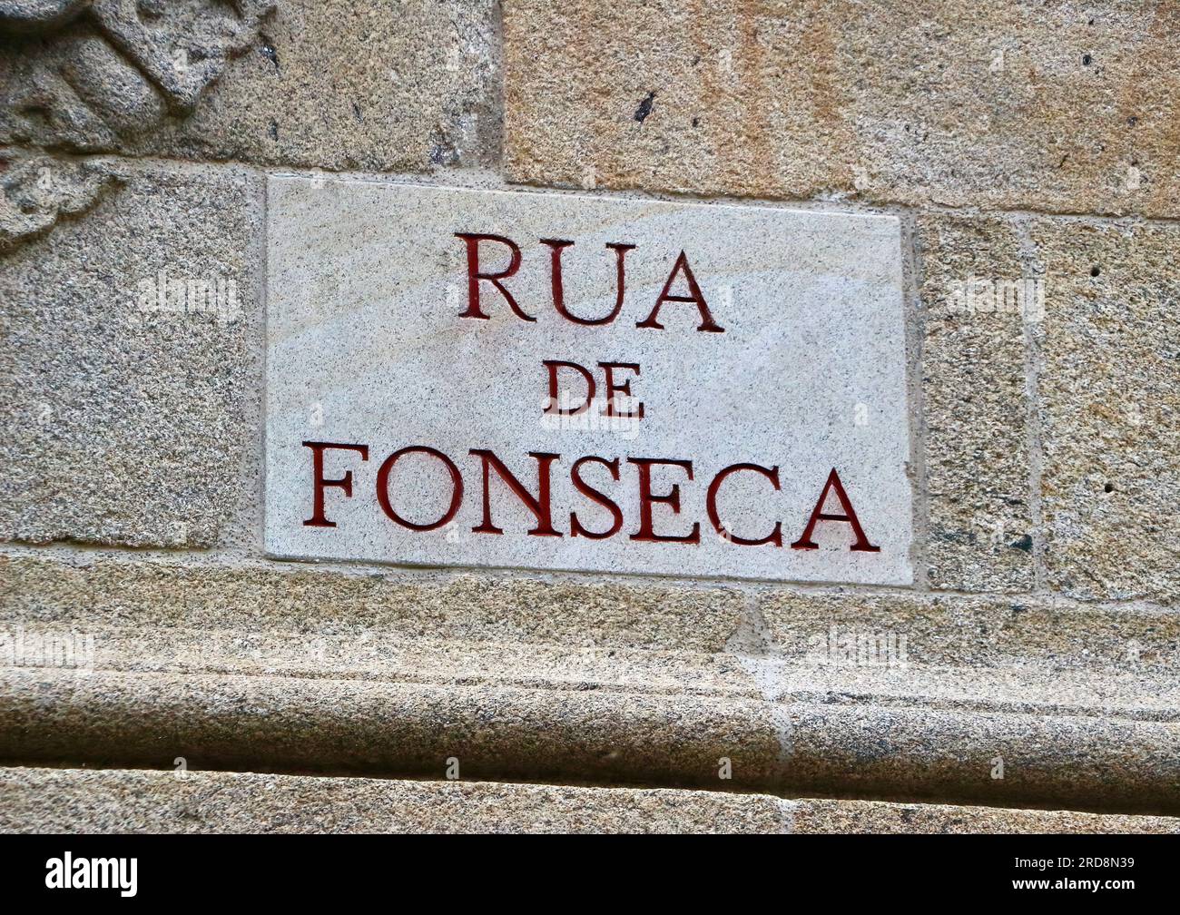 Panneau mural pour Rua de Fonseca dans le centre historique de Santiago de Compostela Galice Espagne Banque D'Images