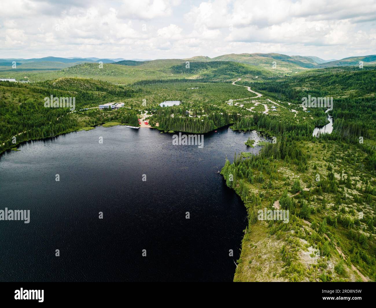 St-urbain, Canada - juillet 17 2023 : vue panoramique arial dans le parc national des Grands Jardins au Québec Banque D'Images