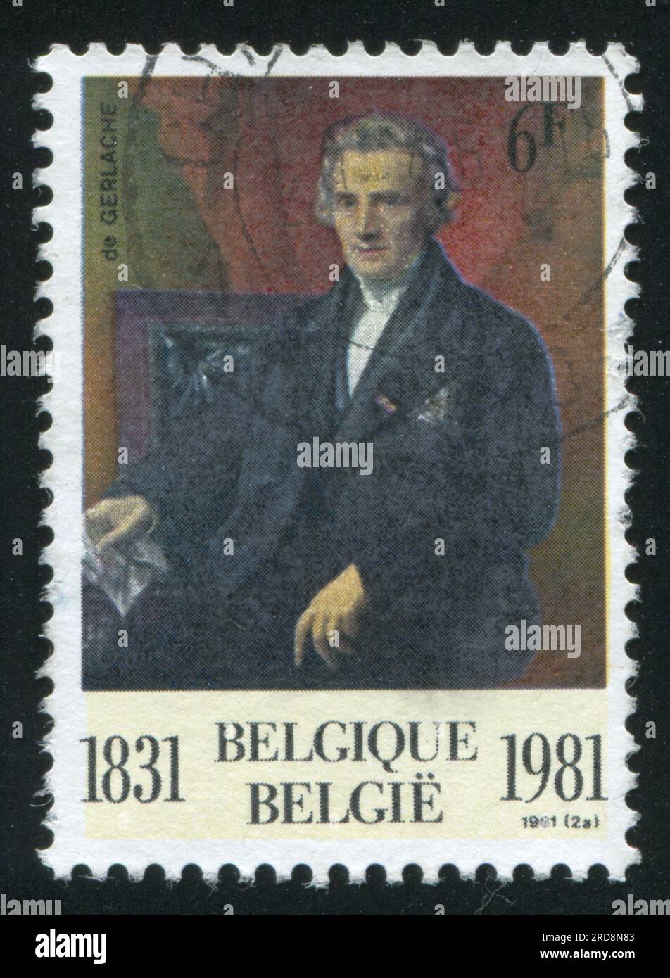 RUSSIE KALININGRAD, 20 OCTOBRE 2015 : timbre imprimé par la Belgique, représentant le baron de Gerlache, de F.J. Navez, vers 1981 Banque D'Images