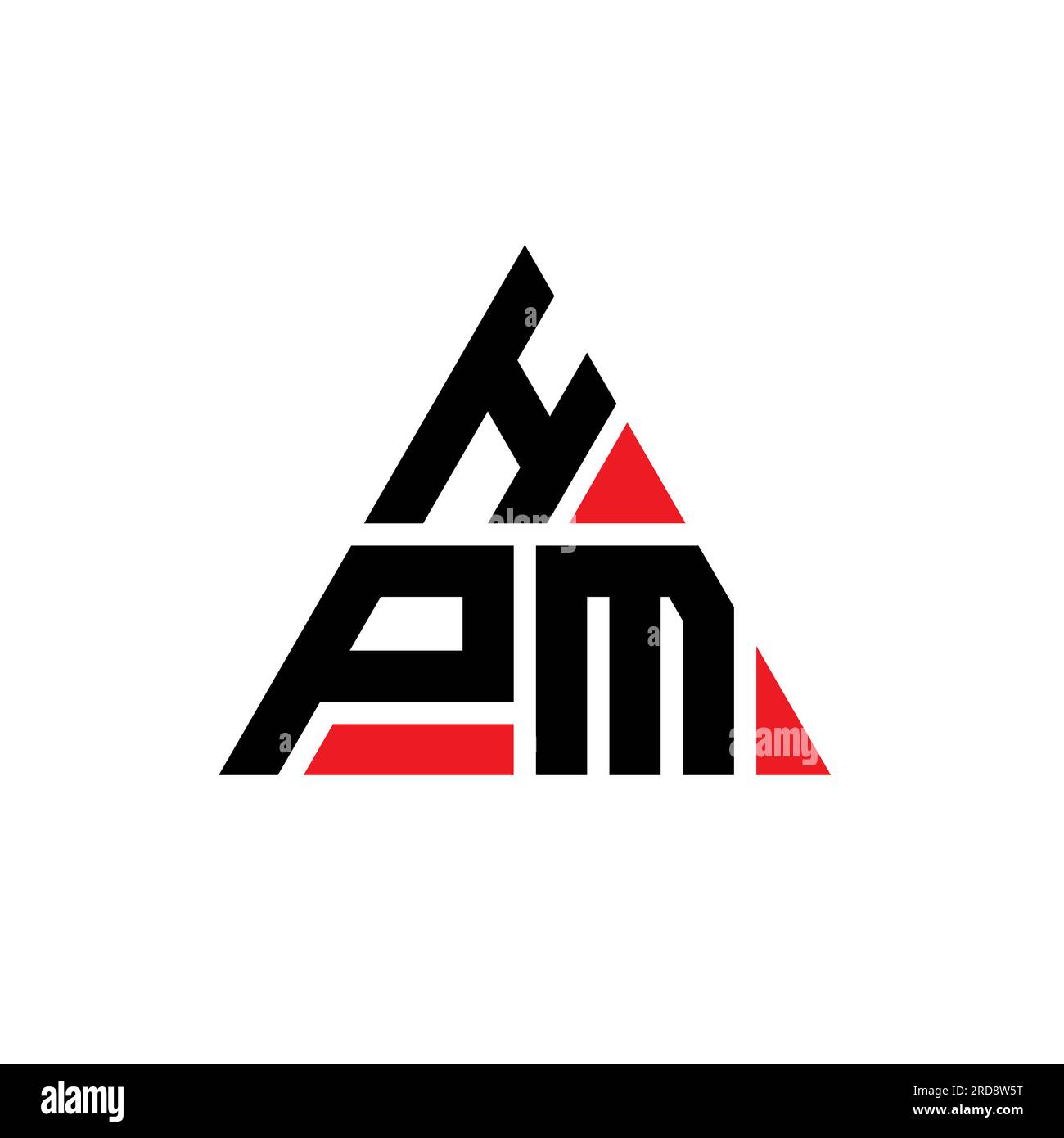 Logo de lettre triangle HPM avec forme de triangle. Monogramme de logo triangle HPM. Modèle de logo vecteur triangle HPM avec couleur rouge. HPM triangul Illustration de Vecteur