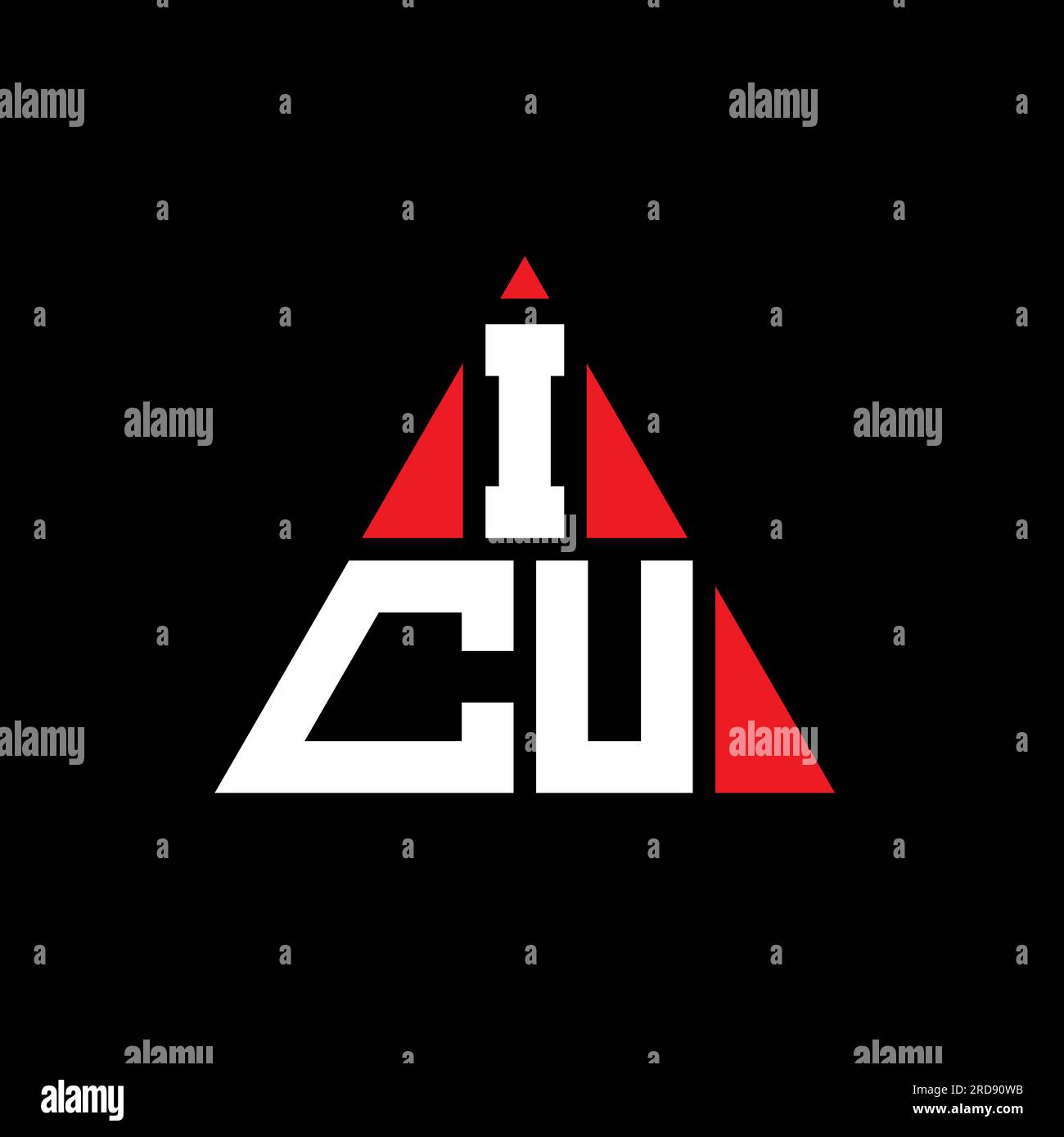 Logo de lettre triangle ICU avec forme de triangle. Monogramme de logo triangle ICU. Modèle de logo vecteur triangle ICU avec couleur rouge. ICU triangul Illustration de Vecteur