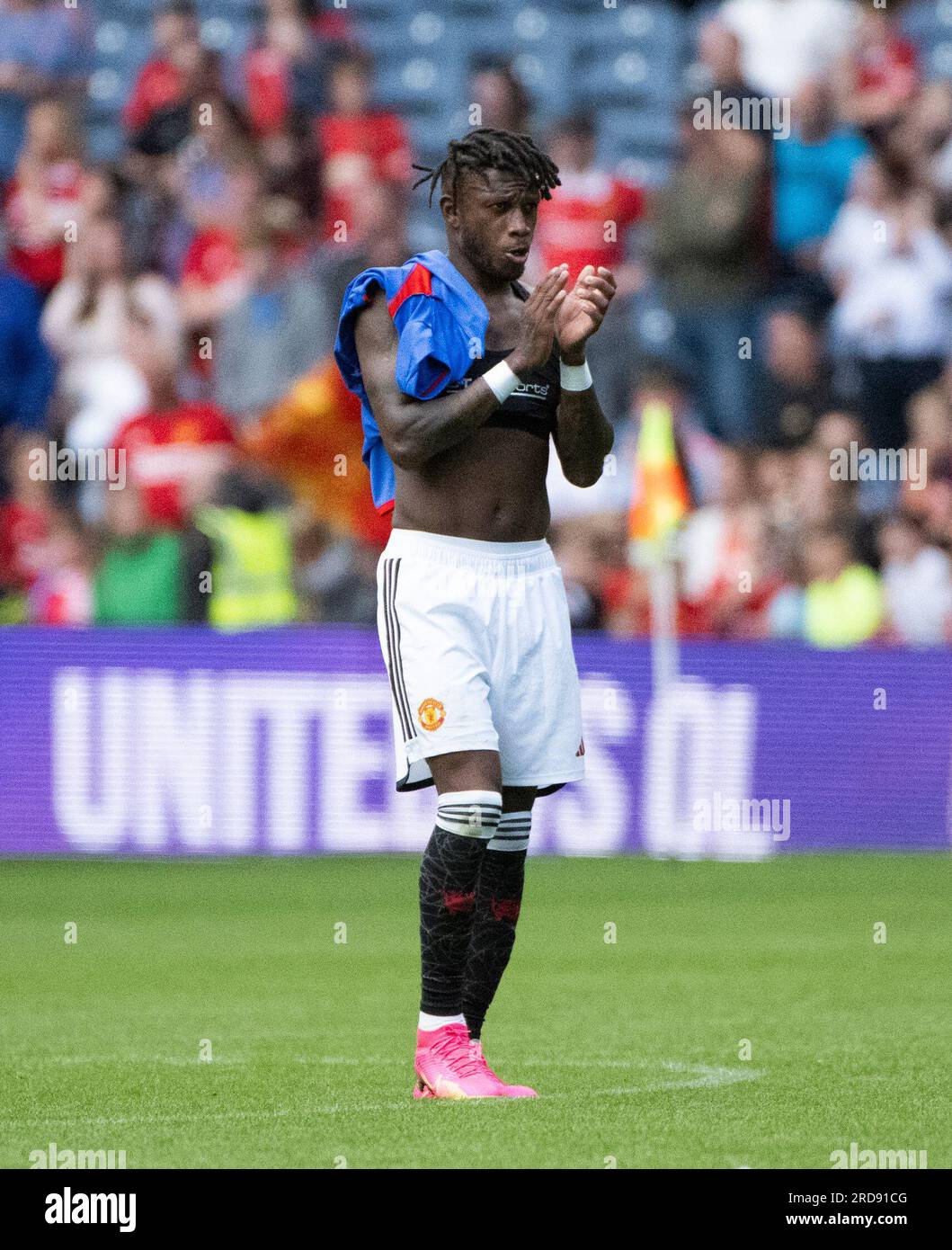 Edimbourg, Royaume-Uni. 19 juillet 2023. Amical de pré-saison - Manchester United FC - Olympique Lyonnais 19/7/2023. Fred applaudit la foule après que Manchester Utd ait battu l'Olympique Lyonnais 1-0 lors d'un match amical de pré-saison au Murrayfield Stadium, Édimbourg, Écosse, Royaume-Uni crédit : Ian Jacobs/Alamy Live News Banque D'Images