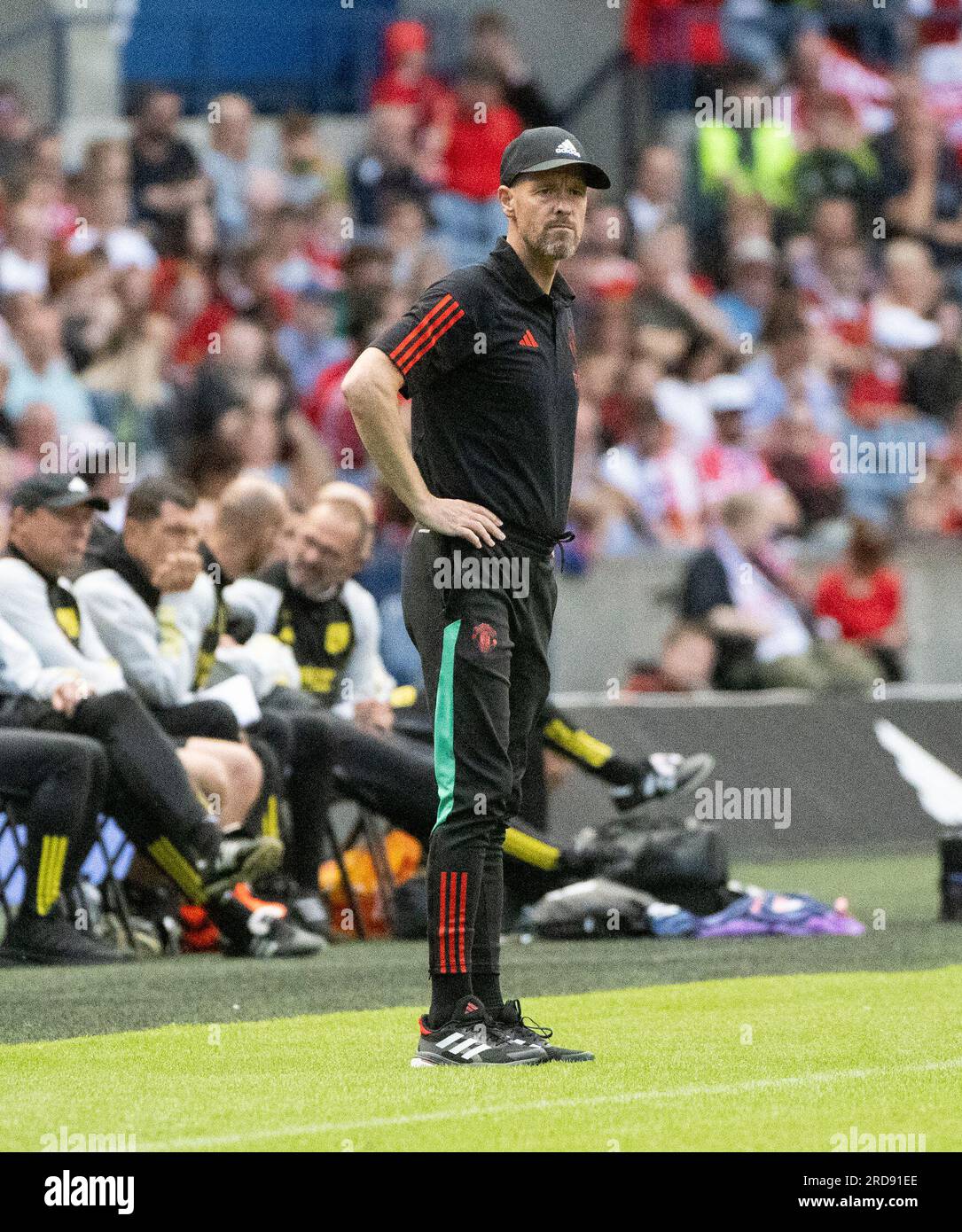Edimbourg, Royaume-Uni. 19 juillet 2023. Amical de pré-saison - Manchester United FC - Olympique Lyonnais 19/7/2023. L'entraîneur de Manchester United, Erik Ten Hag, pendant le match alors que Manchester United affronte l'Olympique Lyonnais lors d'un match amical de pré-saison au Murrayfield Stadium, Édimbourg, Écosse, Royaume-Uni crédit : Ian Jacobs/Alamy Live News Banque D'Images