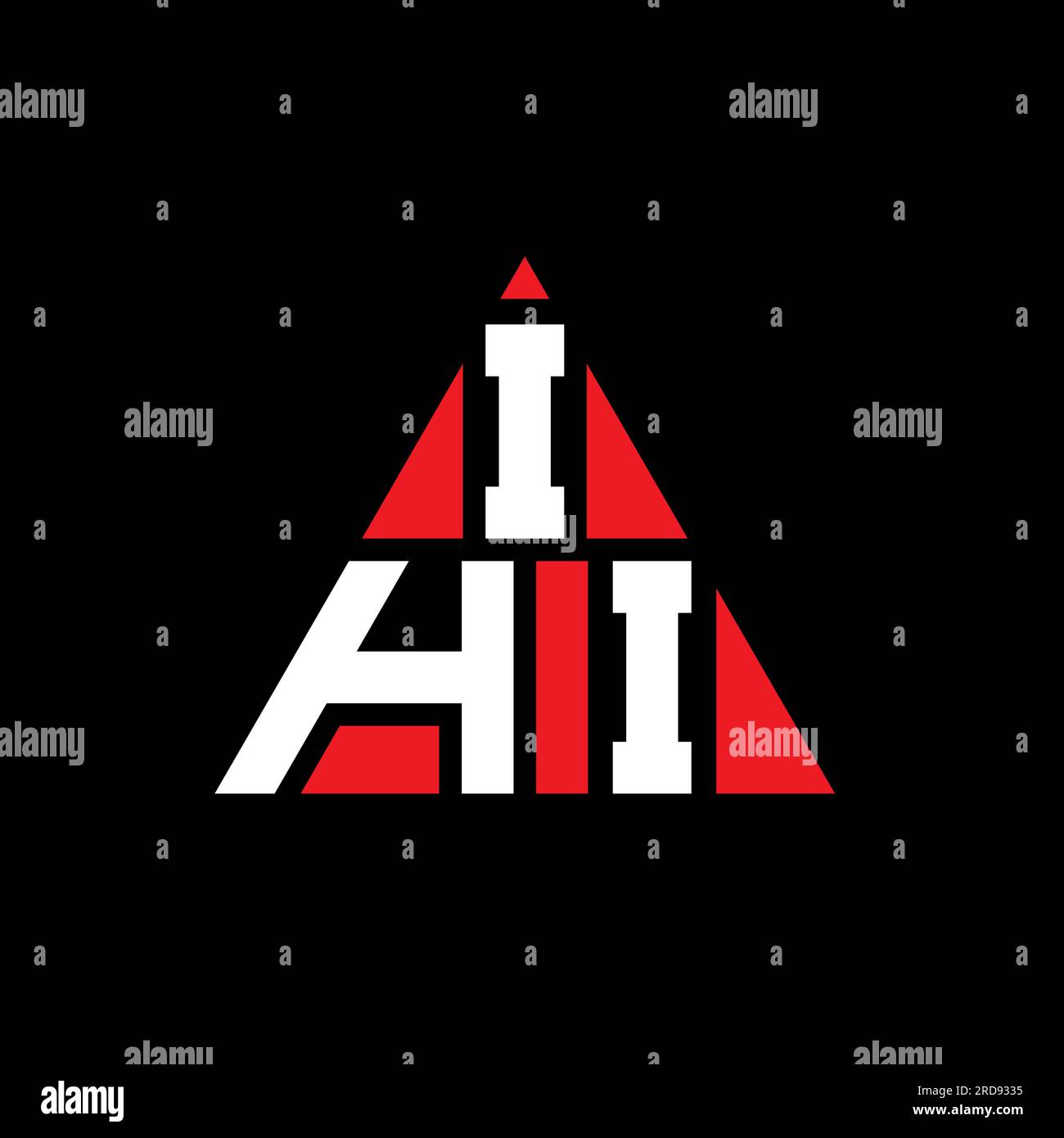 Logo de lettre triangle IHI avec forme de triangle. Monogramme de logo triangle IHI. Modèle de logo vecteur triangle IHI avec couleur rouge. IHI triangul Illustration de Vecteur