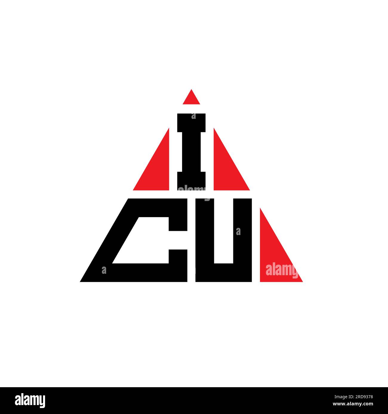 Logo de lettre triangle ICU avec forme de triangle. Monogramme de logo triangle ICU. Modèle de logo vecteur triangle ICU avec couleur rouge. ICU triangul Illustration de Vecteur