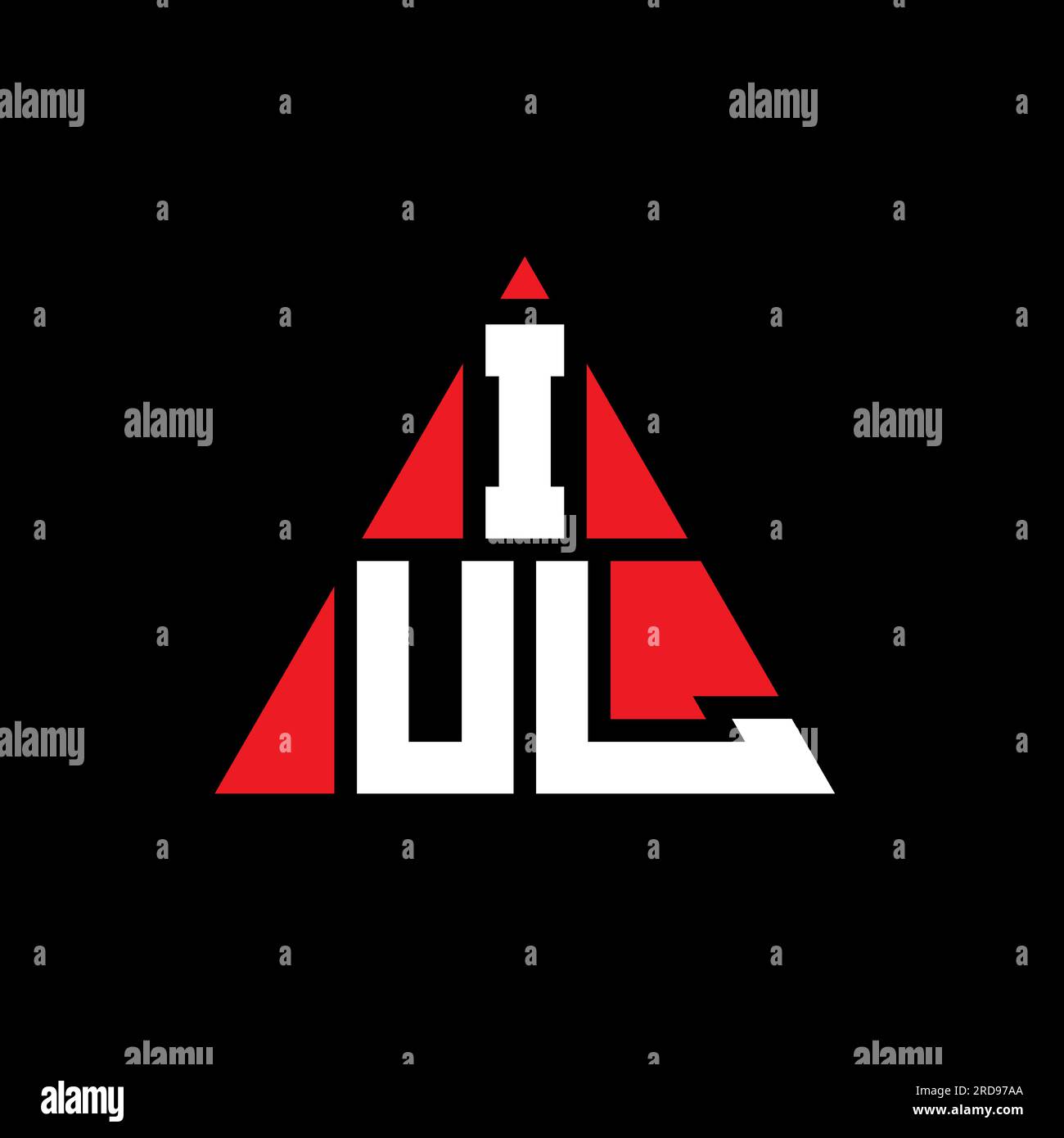 Logo de lettre triangle IUL avec forme de triangle. Monogramme de conception de logo triangle IUL. Modèle de logo vecteur triangle IUL avec couleur rouge. IUL triangul Illustration de Vecteur