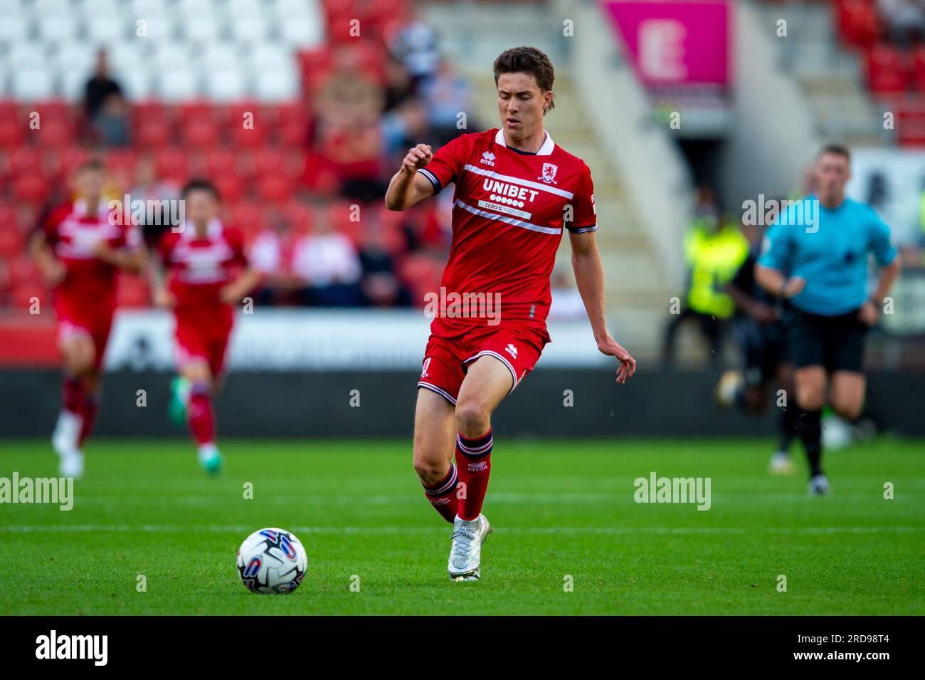 Matthew Hoppe de Middlesbrough lors du match amical de pré-saison entre Rotherham United et Middlesbrough au New York Stadium, Rotherham le mercredi 19 juillet 2023. (Photo : Trevor Wilkinson | MI News) crédit : MI News & Sport / Alamy Live News Banque D'Images