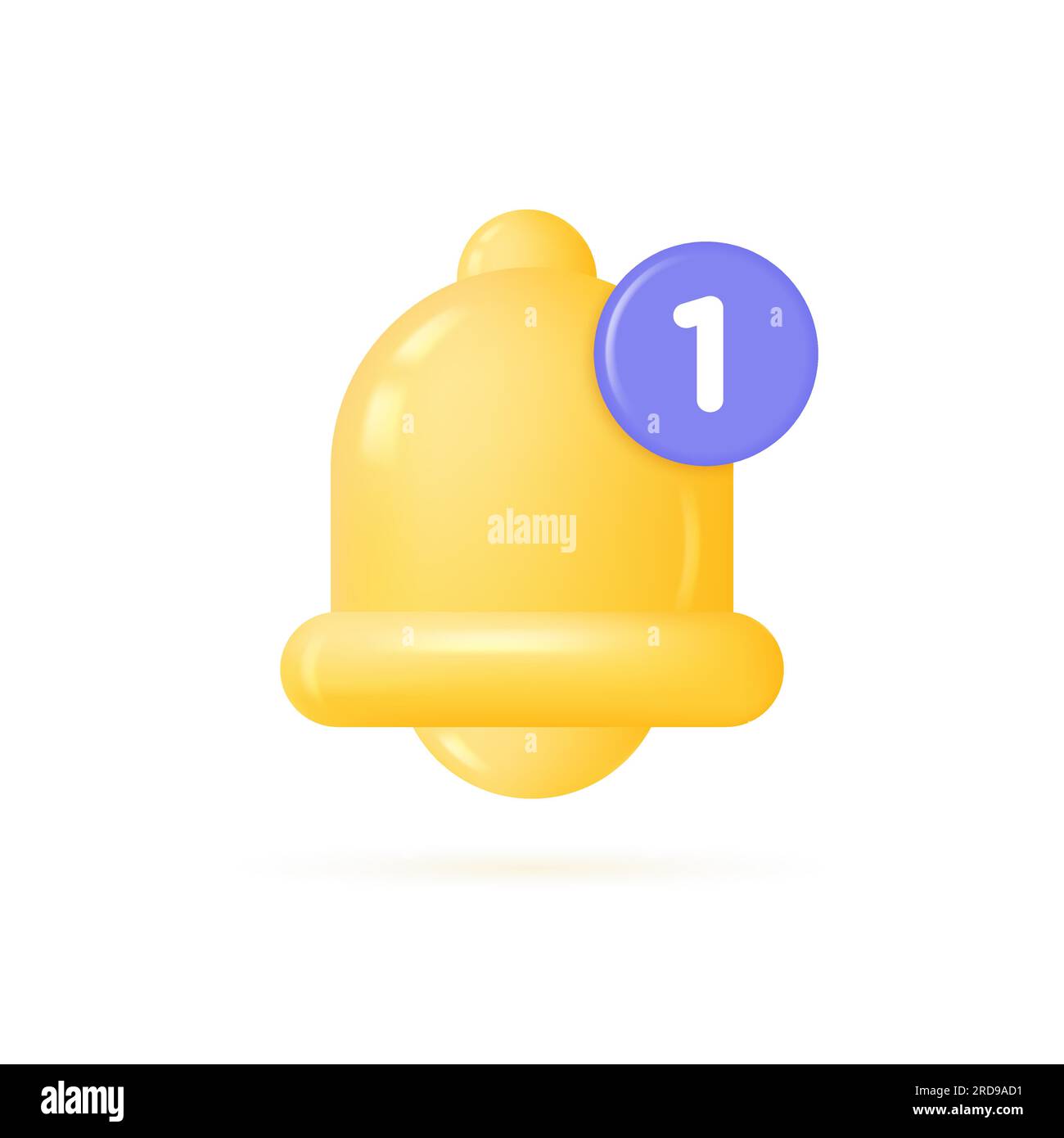 icône 3d de cloche, alarme ou notification manquée. illustration vectorielle dans le style de bande dessinée isolé sur fond blanc. Illustration de Vecteur