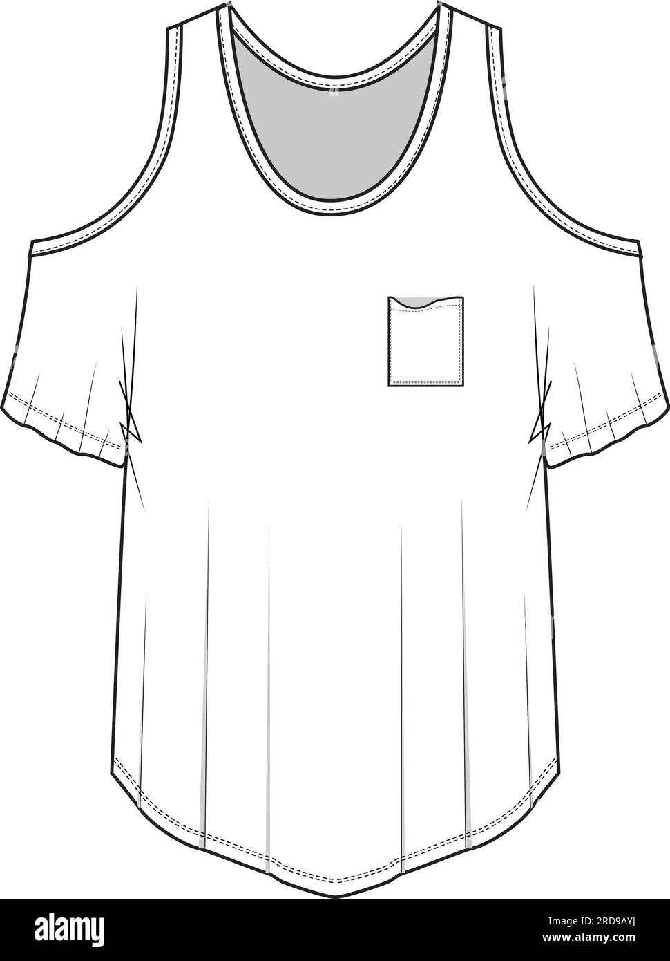 nouveau débardeur de mode à la mode avec vecteur de conception de modèle de dessin technique d'esquisse de poche Illustration de Vecteur