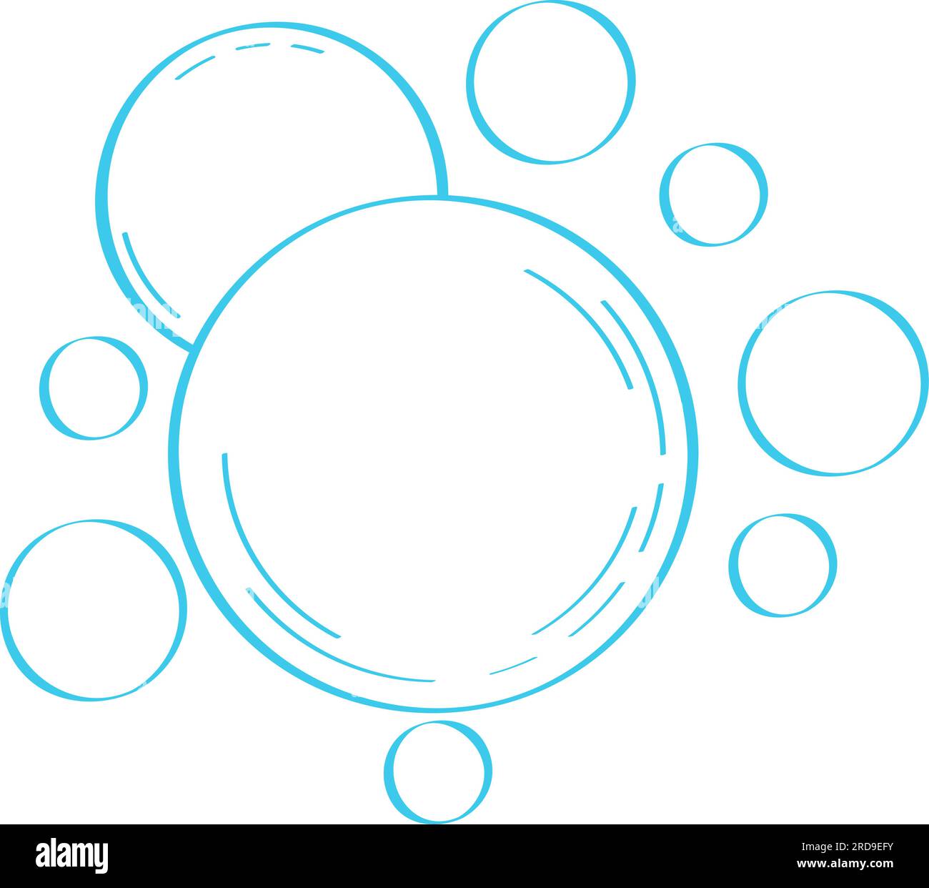 Bulle d'eau dans le style doodle. Bulles illustration dessinée à la main. Lignes gouttes d'eau dans le style d'esquisse. Mousse goutte, fizz ou contour de soda. Illustration de Vecteur