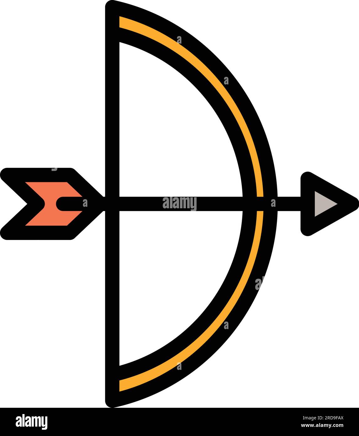 Vecteur de contour d'icône Archer Longbow. Flèche d'arc. Couleur de sport de tir à l'arc plat Illustration de Vecteur