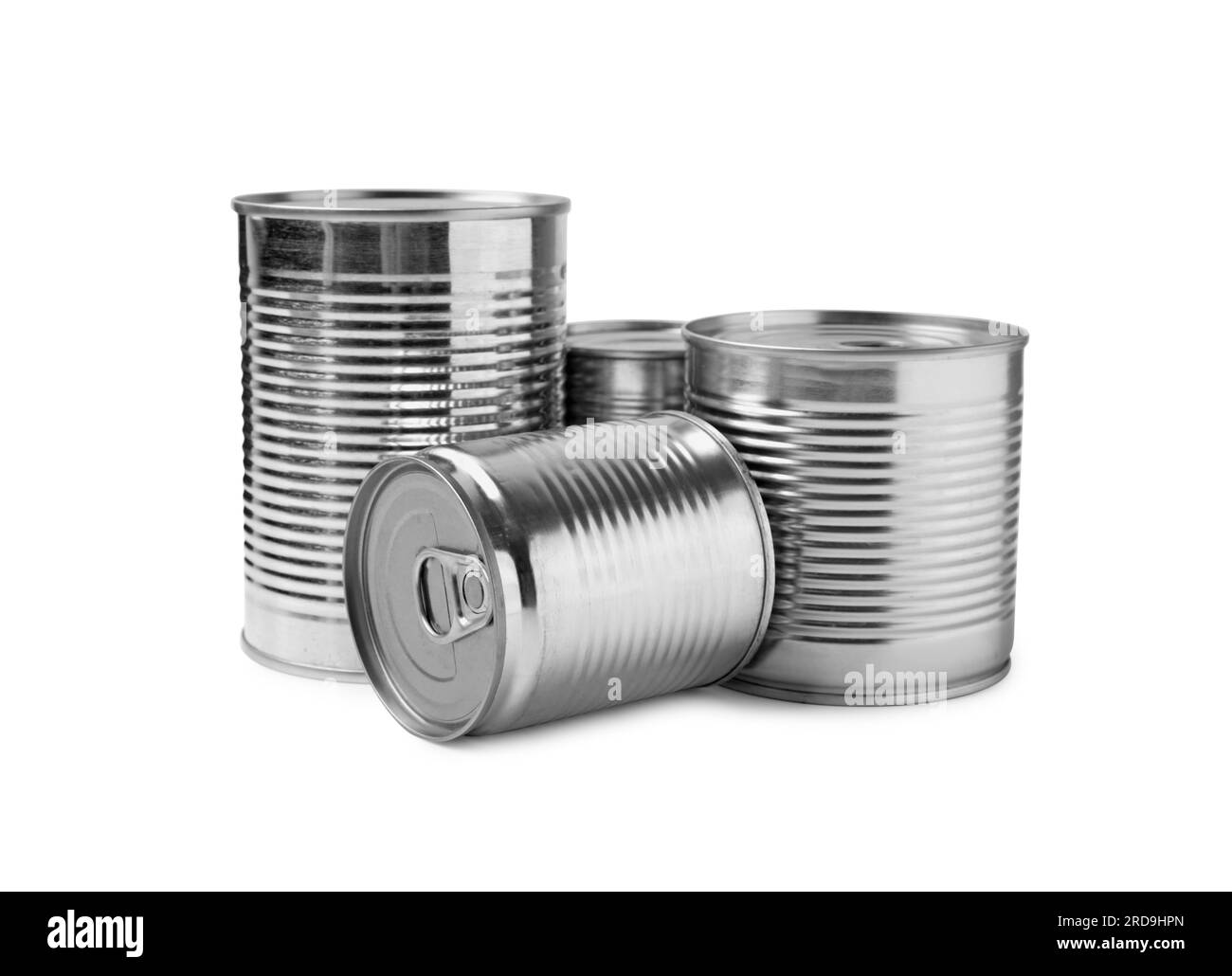 Beaucoup de boîtes de conserve fermées isolées sur blanc Banque D'Images Beaucoup de boîtes de conserve fermées isolées sur blanc Banque D'Images