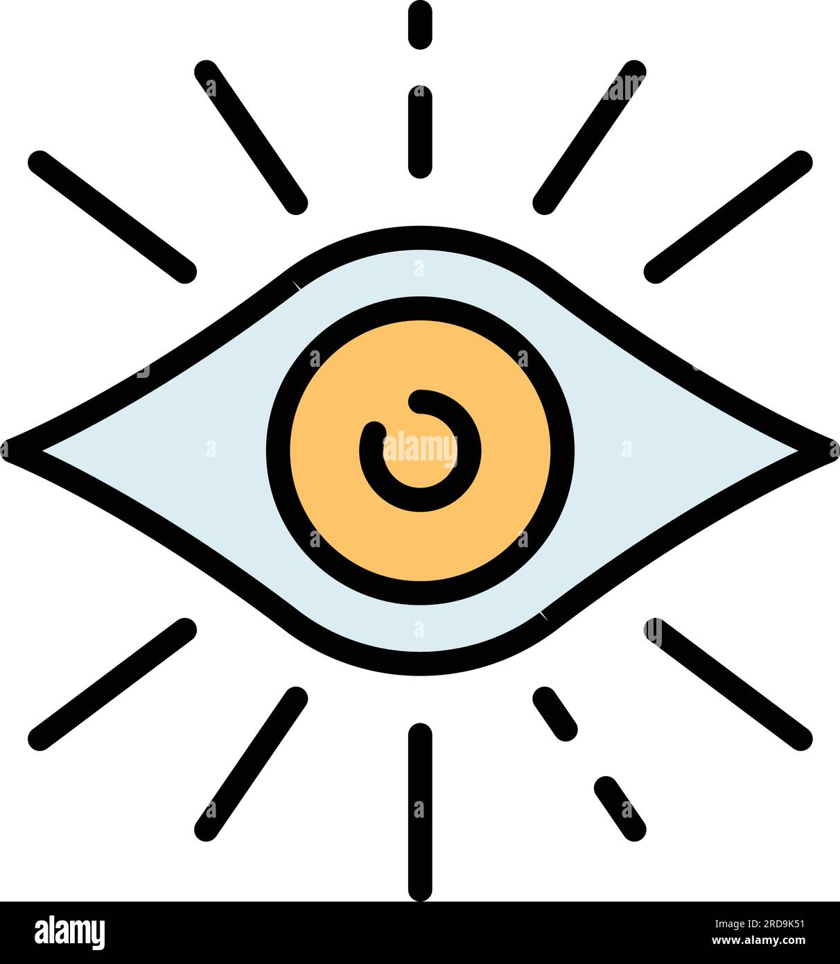 Vecteur de contour de l'icône de l'œil ouvert. Perception visuelle. Couleur cognitive sensorielle plate Illustration de Vecteur