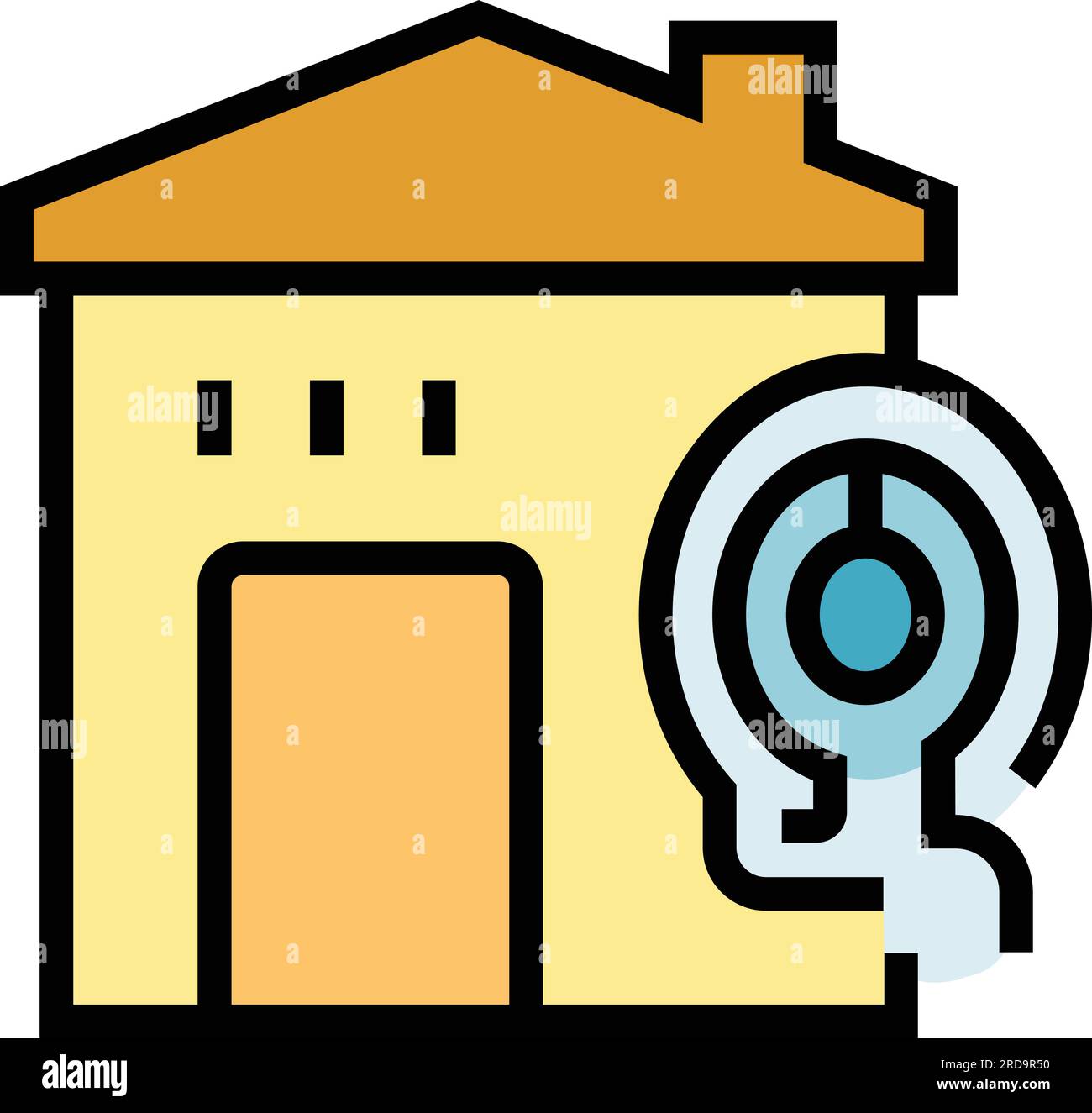 Vecteur de contour d'icône de clé d'accueil intelligente. Serrure de maison. Plat couleur de sécurité numérique Illustration de Vecteur