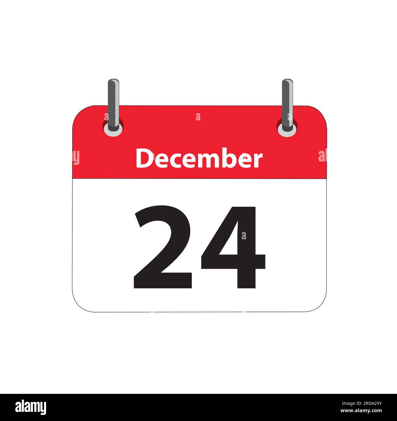 Feuille de calendrier avec la date du 24 décembre sur fond blanc avec espace de copie Illustration de Vecteur