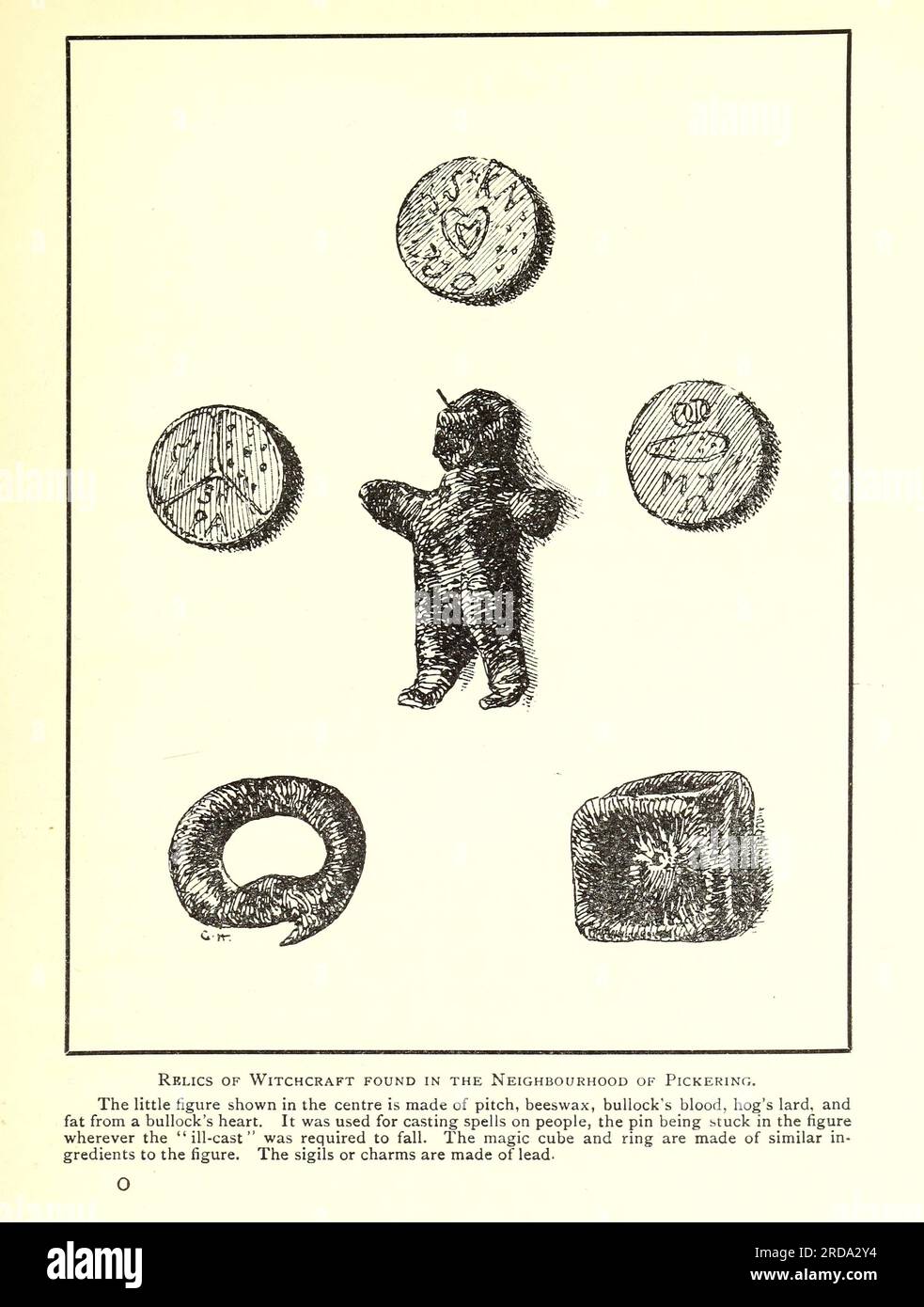 Reliques de sorcellerie du livre ' l'évolution d'une ville anglaise ; étant l'histoire de l'ancienne ville de Pickering dans le Yorkshire, des temps préhistoriques jusqu'à l'année de notre Seigneur Ninforeten Hundred & 5 ' par Gordon Home, Éditeur Londres, J.M. Dent & co. ; New York, E.P. Dutton & co. 1905 Banque D'Images