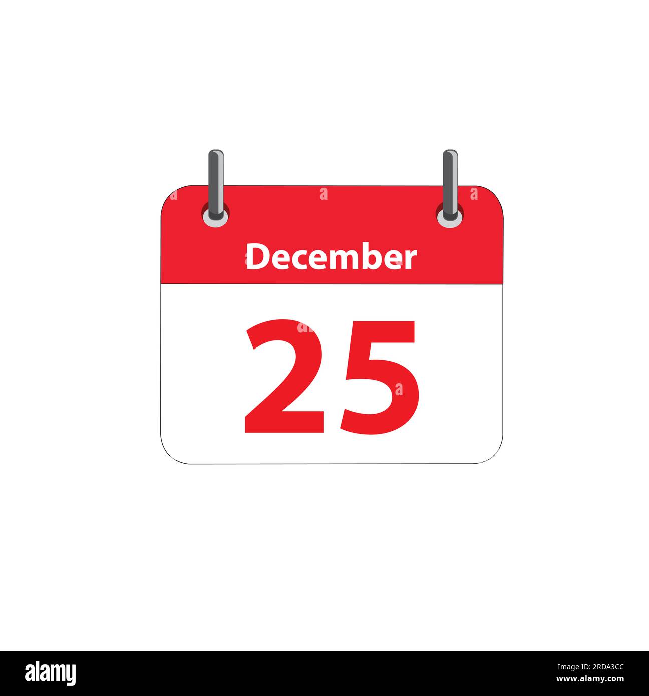 Feuille de calendrier avec la date du 25 décembre sur fond blanc avec espace de copie Illustration de Vecteur
