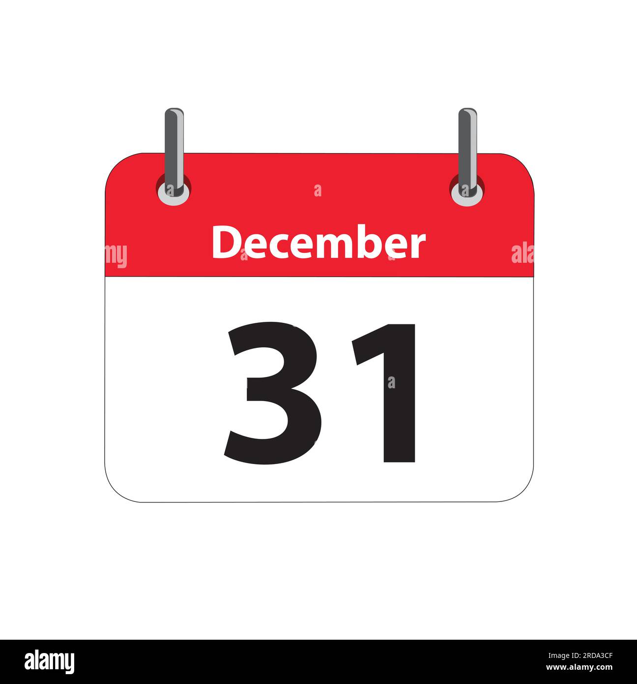 Feuille de calendrier avec la date du 31 décembre sur fond blanc avec espace de copie Illustration de Vecteur