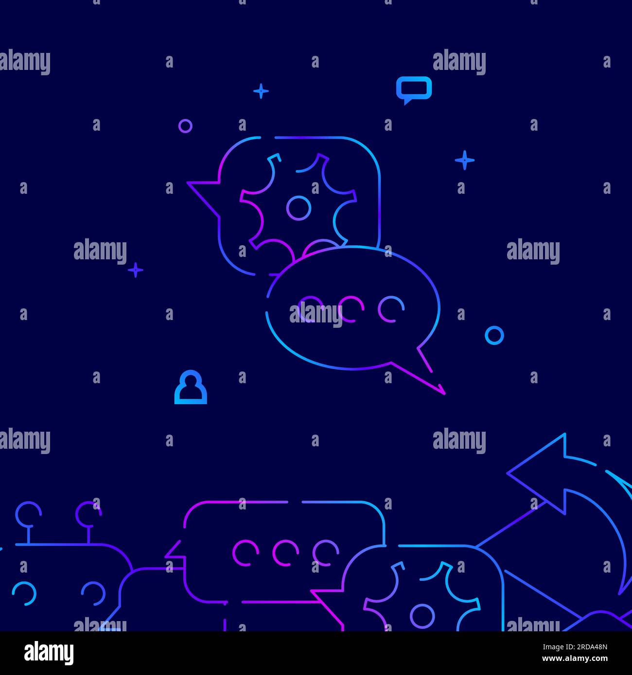 Contacter l'assistance technique icône de vecteur de ligne de gradient, illustration simple sur un fond bleu foncé, prise en charge de la frontière inférieure liée à la connexion. Illustration de Vecteur