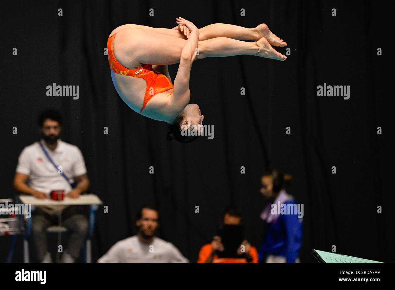 Fukuoka, Japon. 20 juillet 2023. FUKUOKA, JAPON - JUILLET 20 : Céline van Duijn des pays-Bas participe au Springboard féminin 3m - préliminaire le jour 7 des Championnats du monde de natation de Fukuoka 2023 à la piscine préfectorale de Fukuoka le 20 juillet 2023 à Fukuoka, Japon (photo de Pablo Morano/BSR Agency) crédit : BSR Agency/Alamy Live News Banque D'Images