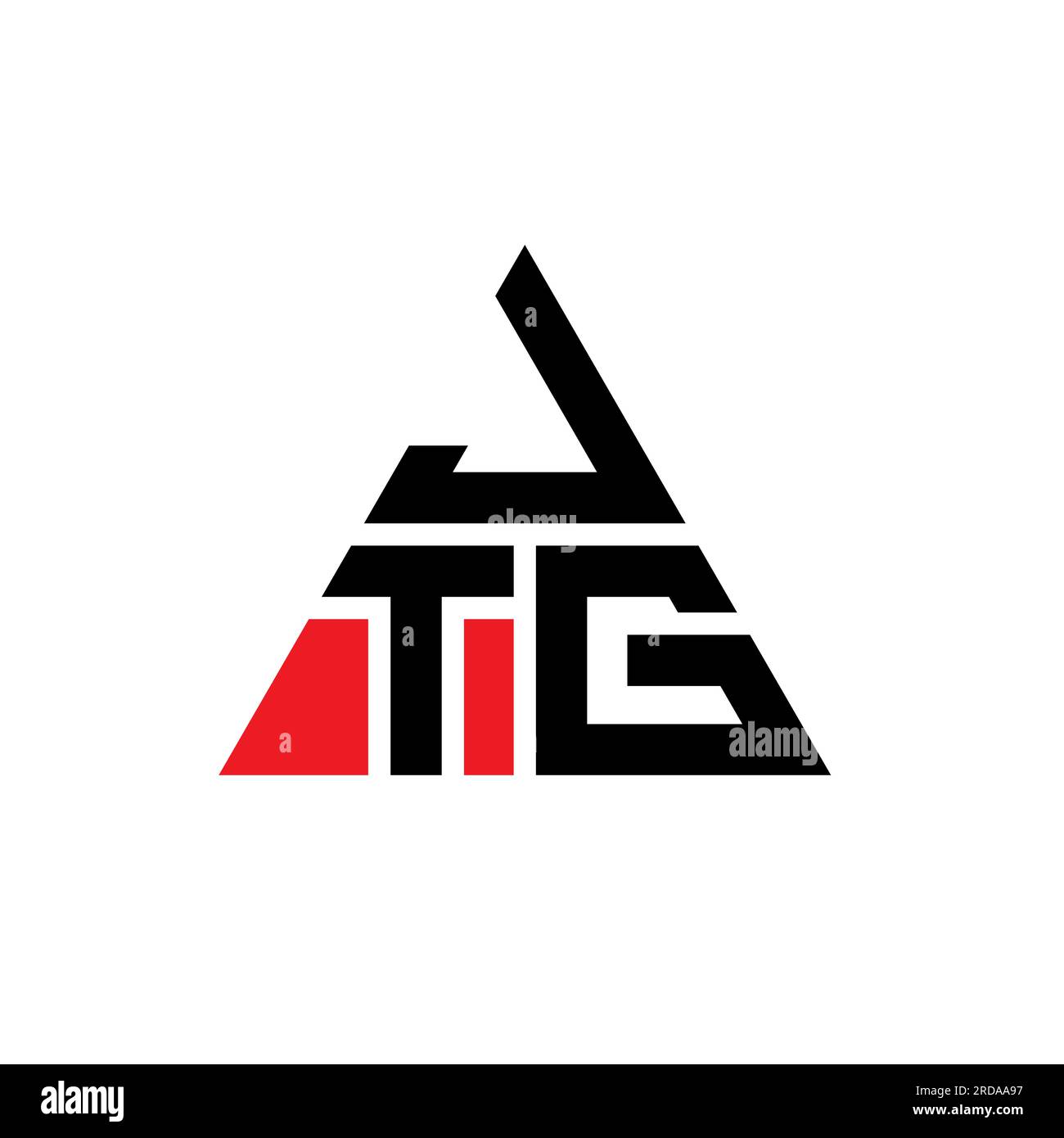 Logo de lettre triangle JTG avec forme de triangle. Monogramme de logo triangle JTG. Modèle de logo vectoriel triangle JTG avec couleur rouge. JTG triangul Illustration de Vecteur