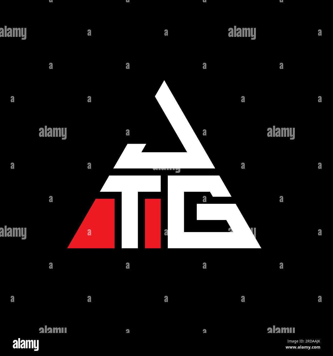 Logo de lettre triangle JTG avec forme de triangle. Monogramme de logo triangle JTG. Modèle de logo vectoriel triangle JTG avec couleur rouge. JTG triangul Illustration de Vecteur