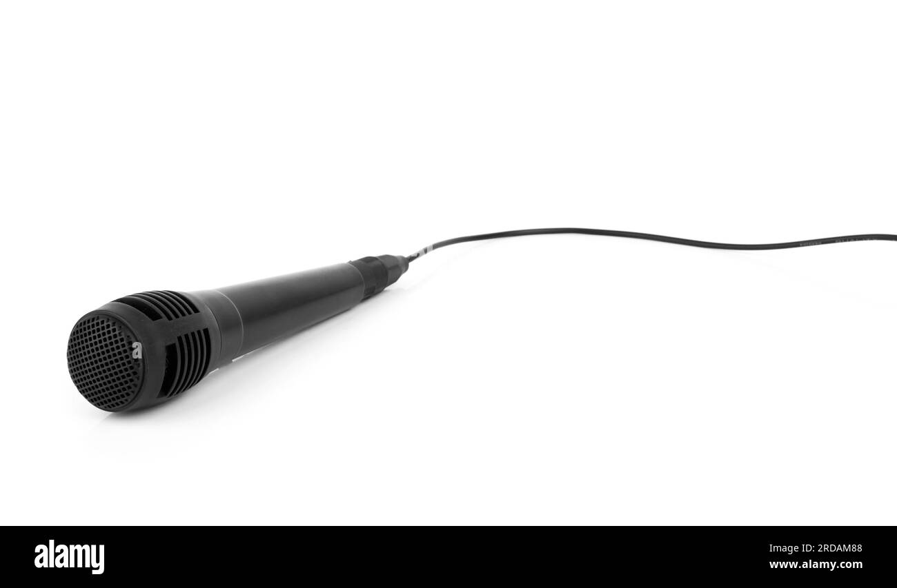 Microphone musical isolé sur fond blanc Banque D'Images