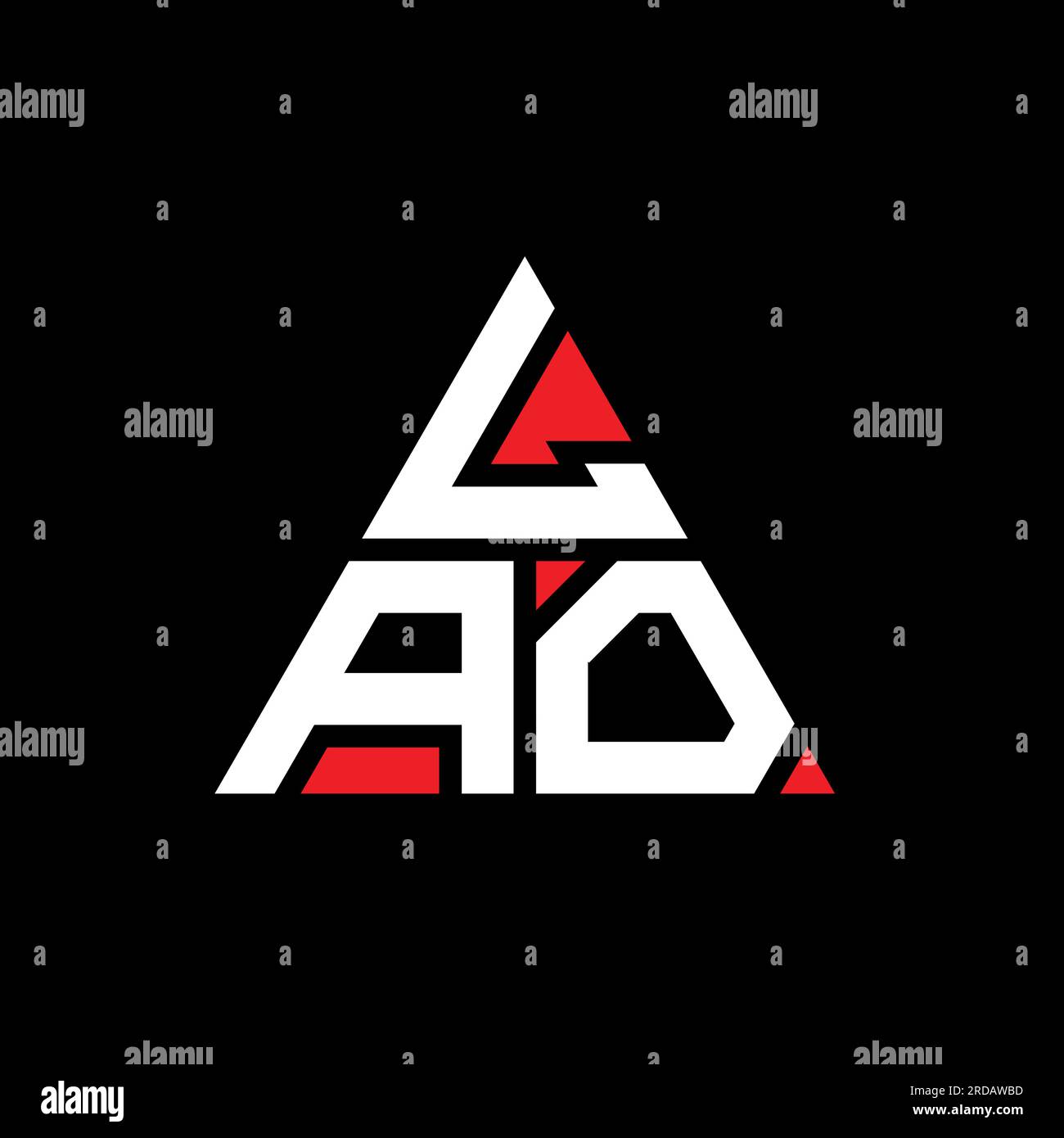 Logo de lettre triangle LAO avec forme de triangle. Monogramme de conception de logo triangle LAO. Modèle de logo vectoriel triangle LAO avec couleur rouge. LAO triangul Illustration de Vecteur