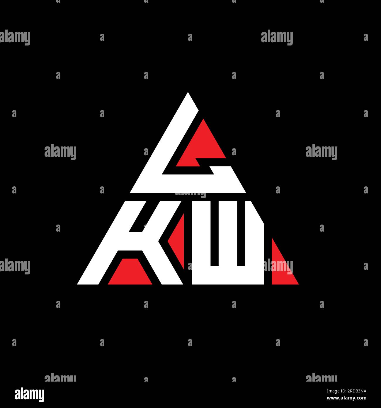 Logo de lettre triangle LKW avec forme de triangle. Monogramme de conception de logo triangle LKW. Modèle de logo vecteur triangle LKW avec couleur rouge. LKW triangul Illustration de Vecteur