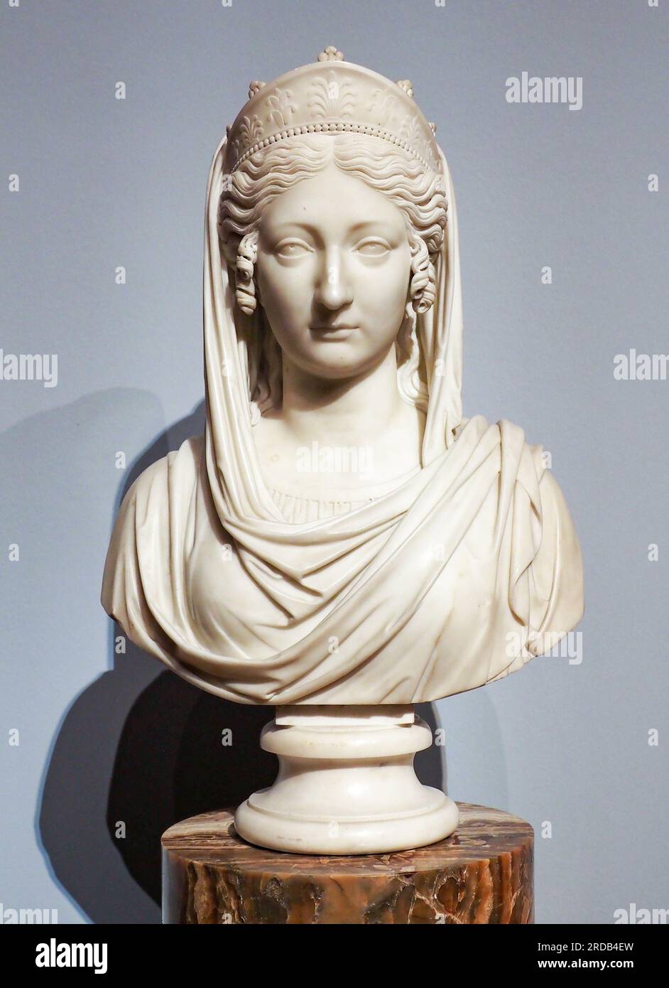 Impératrice Maria Ludovicaa Beatrix, la troisième épouse de l'empereur François d'Autriche, marbre de Carrare sur un support de marbre en stuc, 1814. Créateur : Johan Nepomu Banque D'Images
