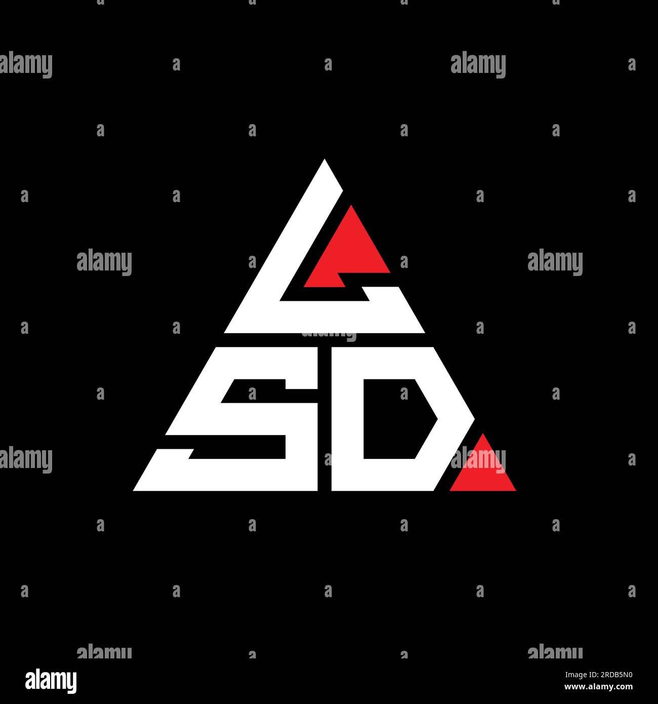 Logo en forme de triangle LSD. Monogramme de logo triangle LSD. Modèle de logo vecteur triangle LSD avec couleur rouge. LSD triangul Illustration de Vecteur