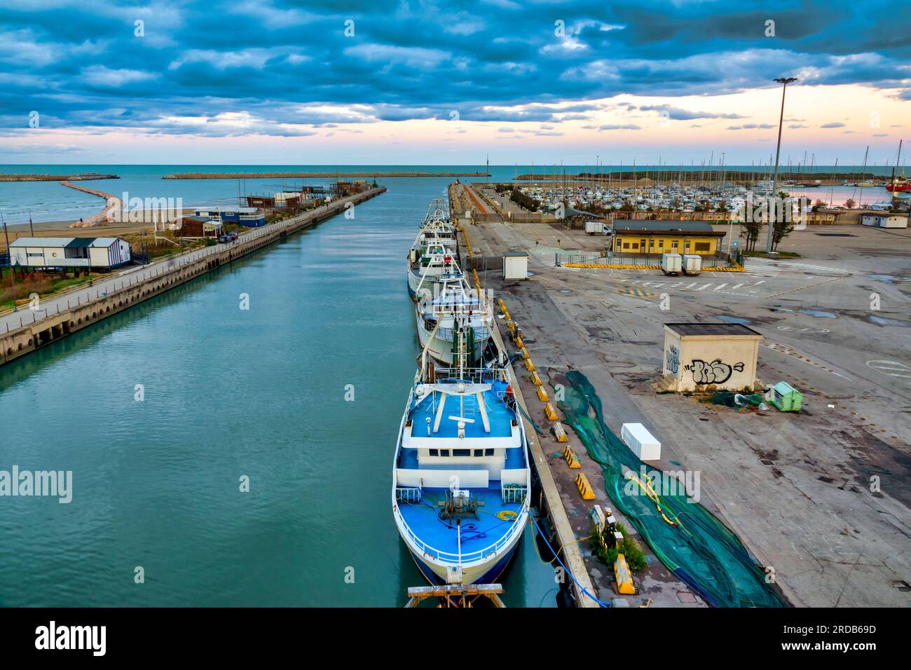 Embouchure de la rivière Pescara, Pescara, Italie Banque D'Images