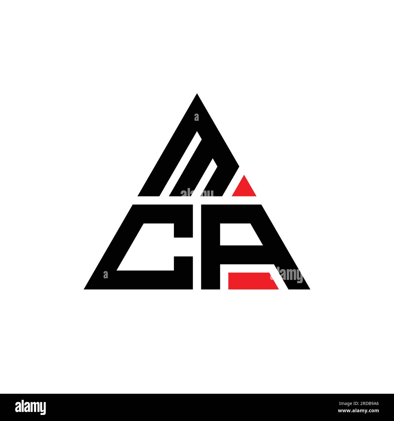 Logo de lettre triangle MCA avec forme de triangle. Monogramme de logo triangle MCA. Modèle de logo vecteur triangle MCA avec couleur rouge. MCA triangul Illustration de Vecteur