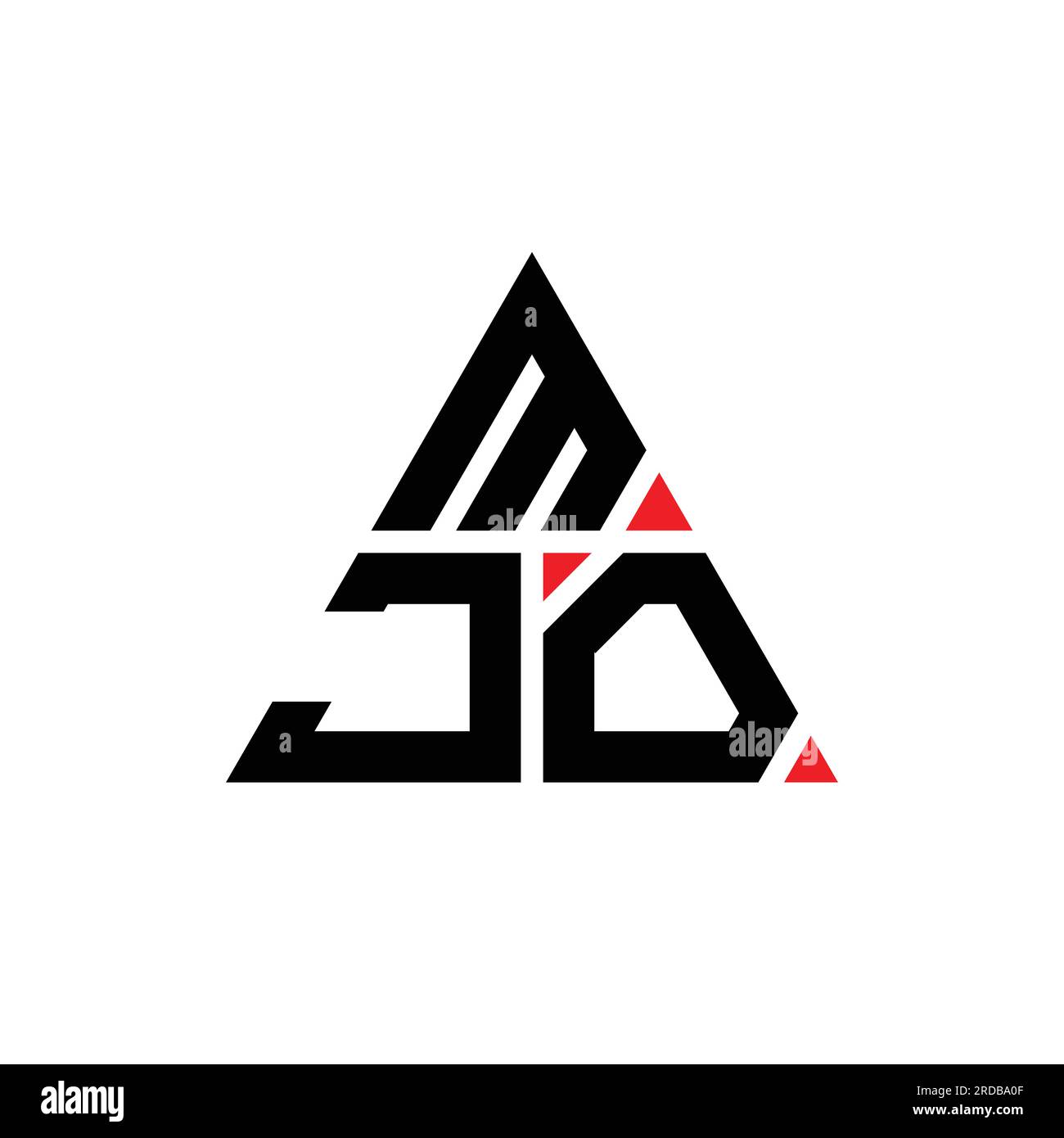 Logo de lettre triangle MJO avec forme de triangle. Monogramme de logo triangle MJO. Modèle de logo vectoriel triangle MJO avec couleur rouge. MJO triangul Illustration de Vecteur