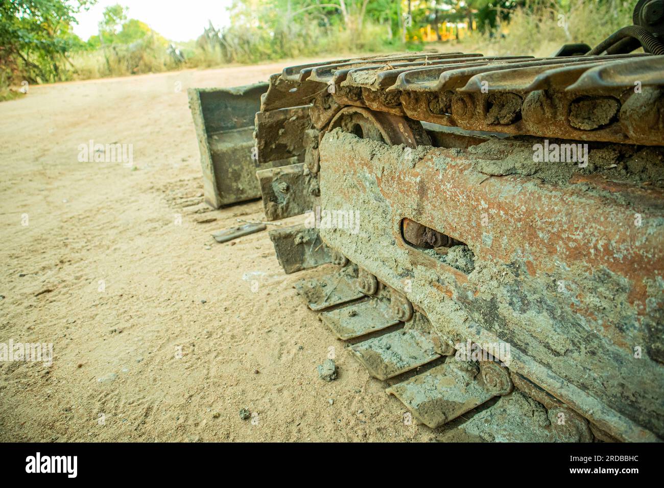 Gros plan d'un équipement de construction robuste, d'un bulldozer ou d'un bulldozer Banque D'Images