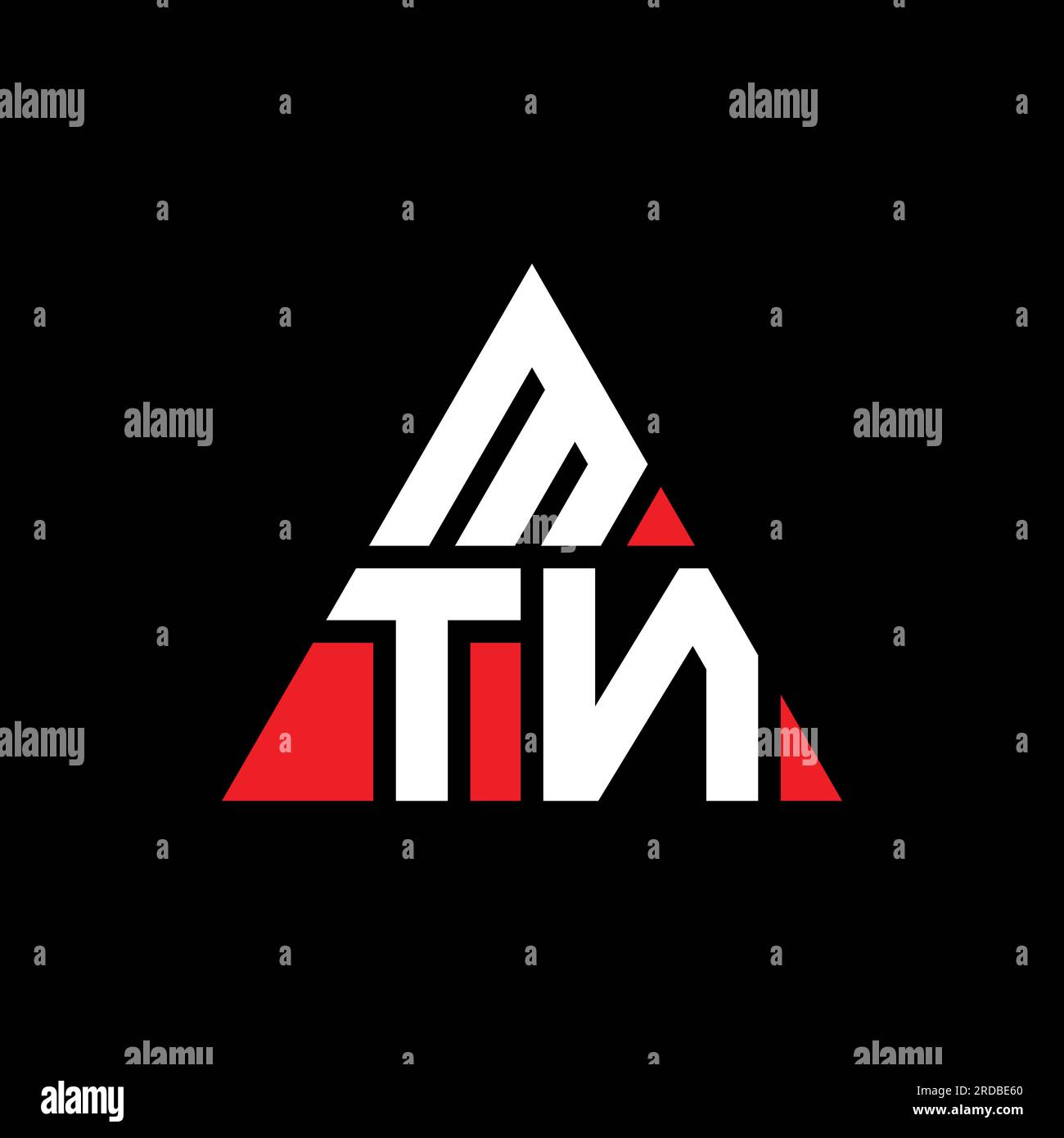 Logo lettre triangle MTN avec forme de triangle. Monogramme de logo triangle MTN. Modèle de logo vecteur triangle MTN avec couleur rouge. MTN triangul Illustration de Vecteur