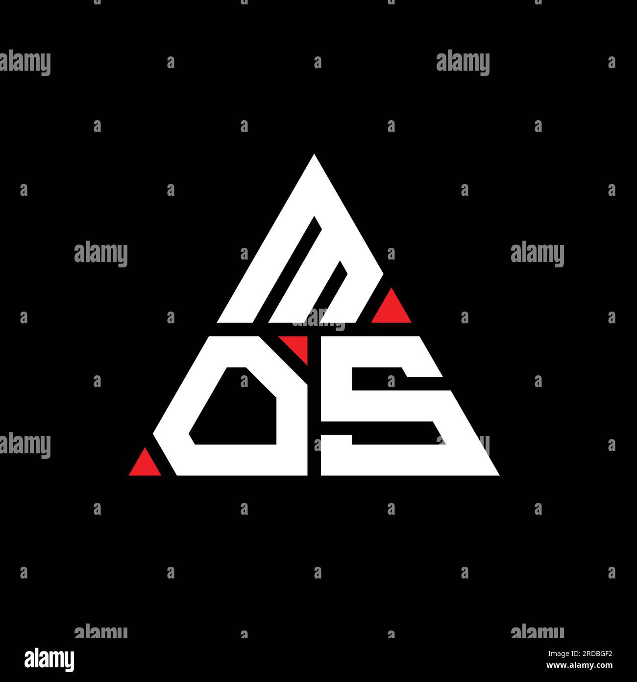 Logo en forme de triangle MOS. Monogramme de logo triangle MOS. Modèle de logo vecteur triangle MOS avec couleur rouge. MOS triangul Illustration de Vecteur