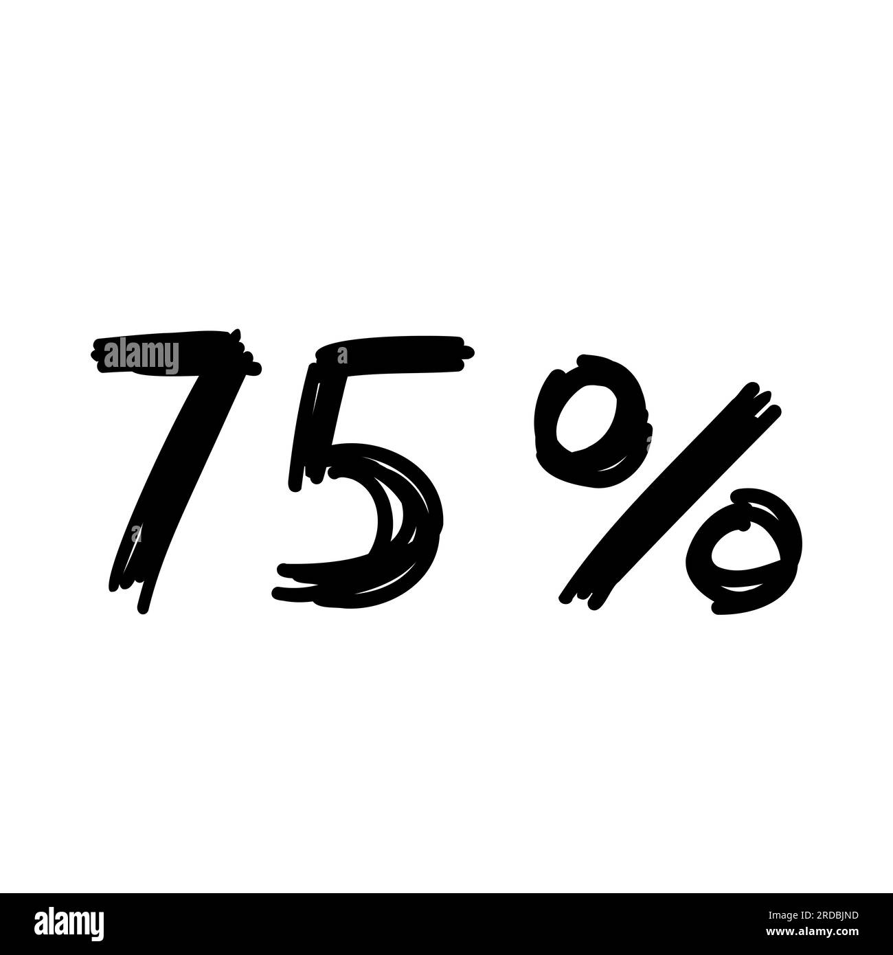 Solde 75 % de rabais sur le logo de réduction orange et le lettrage de l'offre spéciale. Illustration de dessin vectoriel en dessin animé style moderne réel isolé sur fond blanc Illustration de Vecteur
