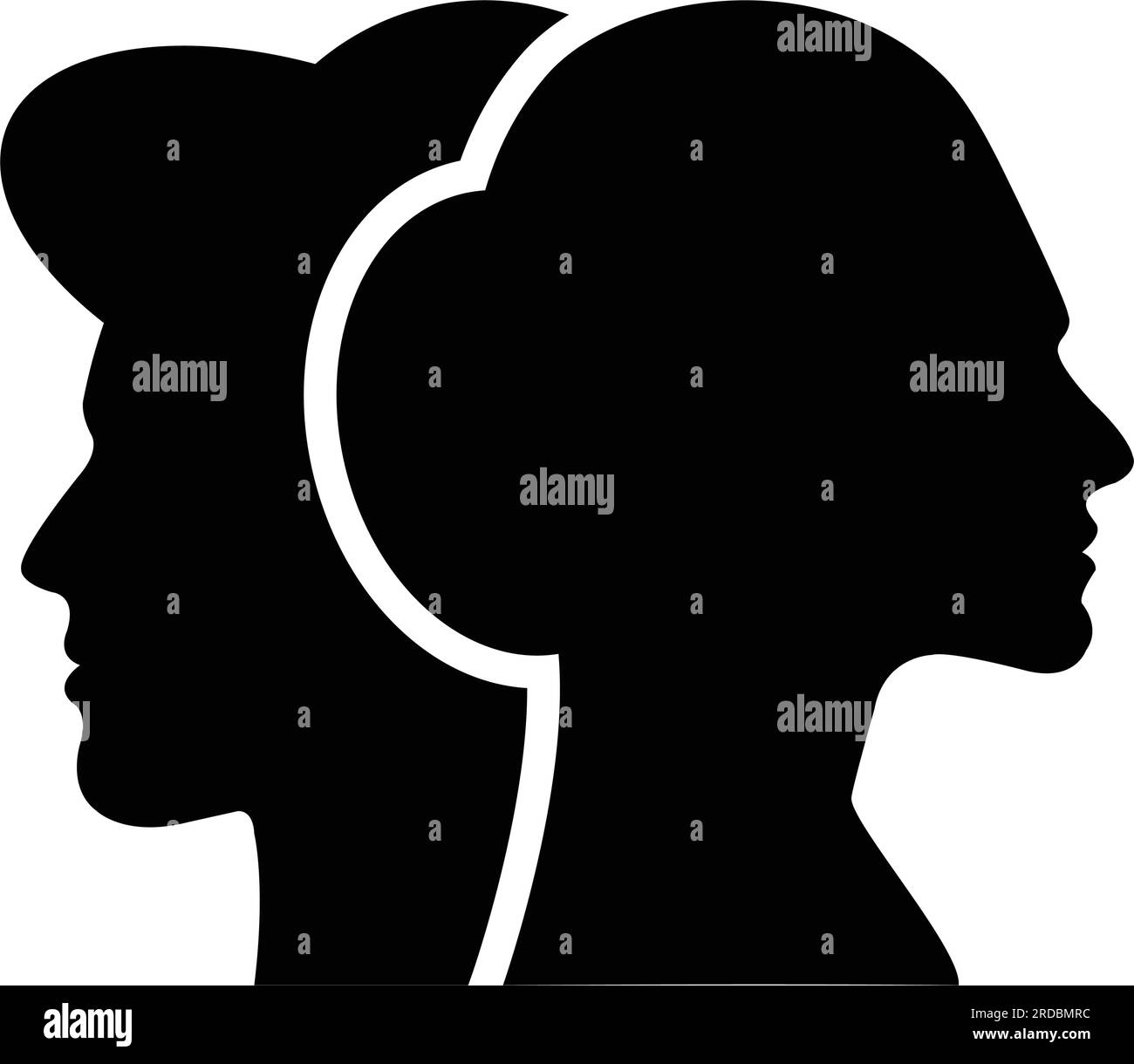 Icône de vecteur de silhouette de profil de visage masculin et féminin ...