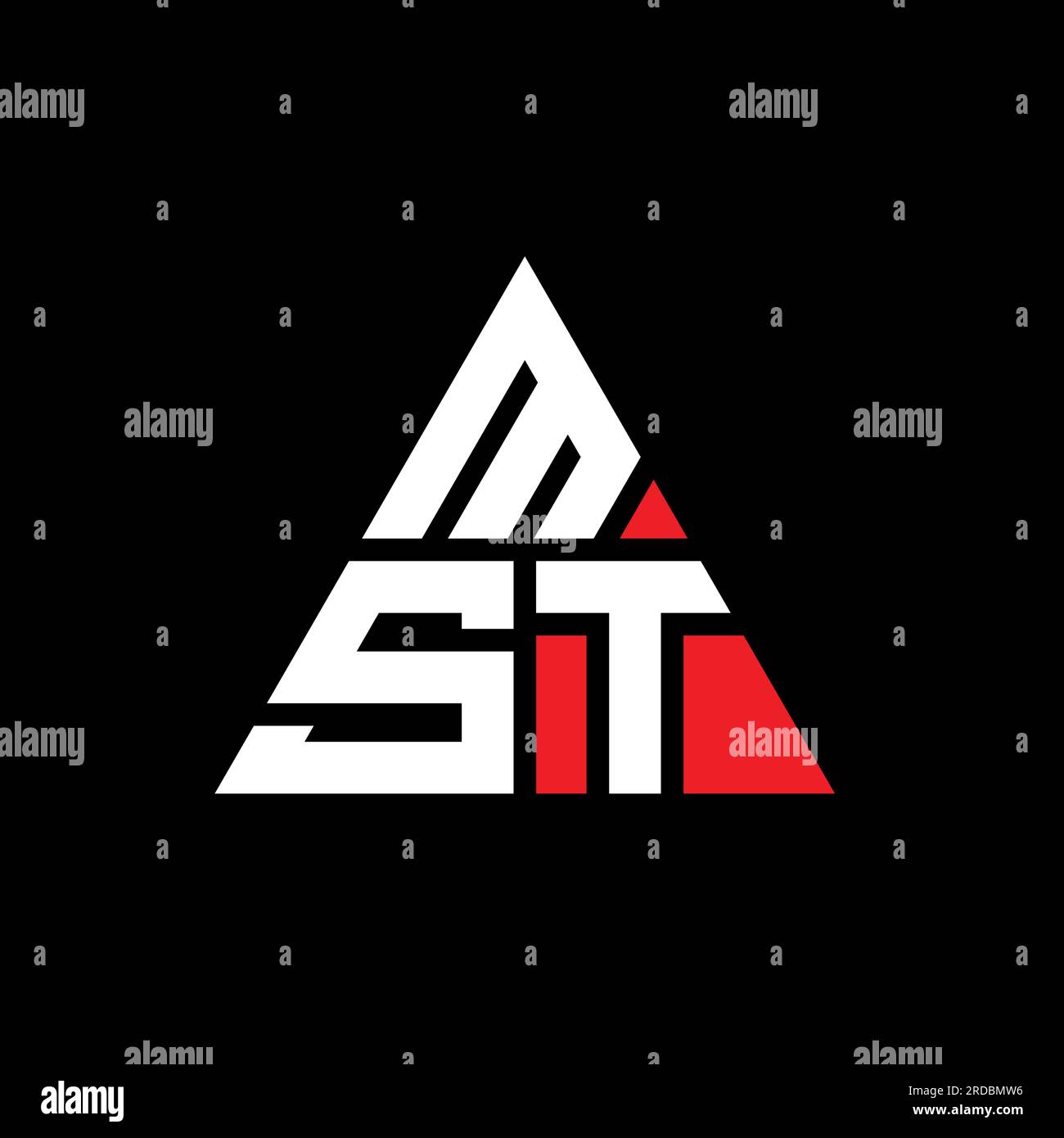 Logo de lettre triangle MST avec forme de triangle. Monogramme de logo triangle MST. Modèle de logo vecteur triangle MST avec couleur rouge. MST triangul Illustration de Vecteur