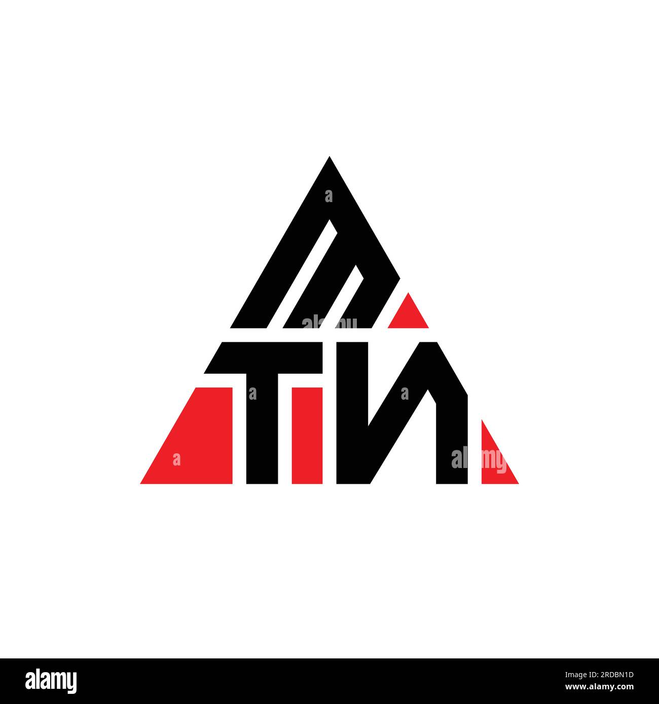 Logo lettre triangle MTN avec forme de triangle. Monogramme de logo triangle MTN. Modèle de logo vecteur triangle MTN avec couleur rouge. MTN triangul Illustration de Vecteur