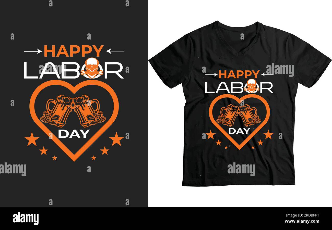 Conception de modèle vectoriel de t-shirt git Happy Labor Day Illustration de Vecteur