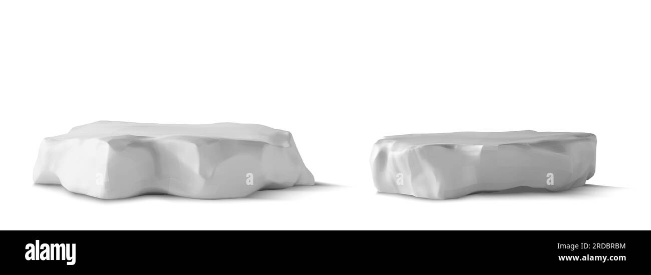 plate-forme de nature de podium de roche de pierre 3d pour le produit cosmétique. Scène de studio minimale pour vitrine de beauté ou de mode. Maquette d'élément de piédestal grunge en ciment gris isolé pour la publicité. Illustration de Vecteur