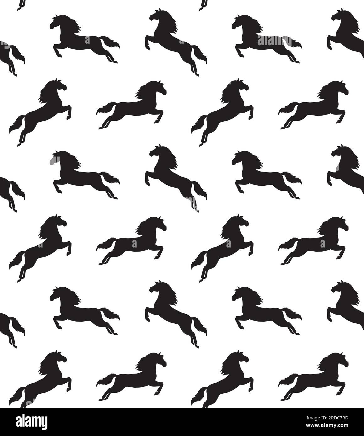 Vector Seamless motif de croquis dessiné à la main cheval de dressage noir sautant isolé sur fond blanc Illustration de Vecteur