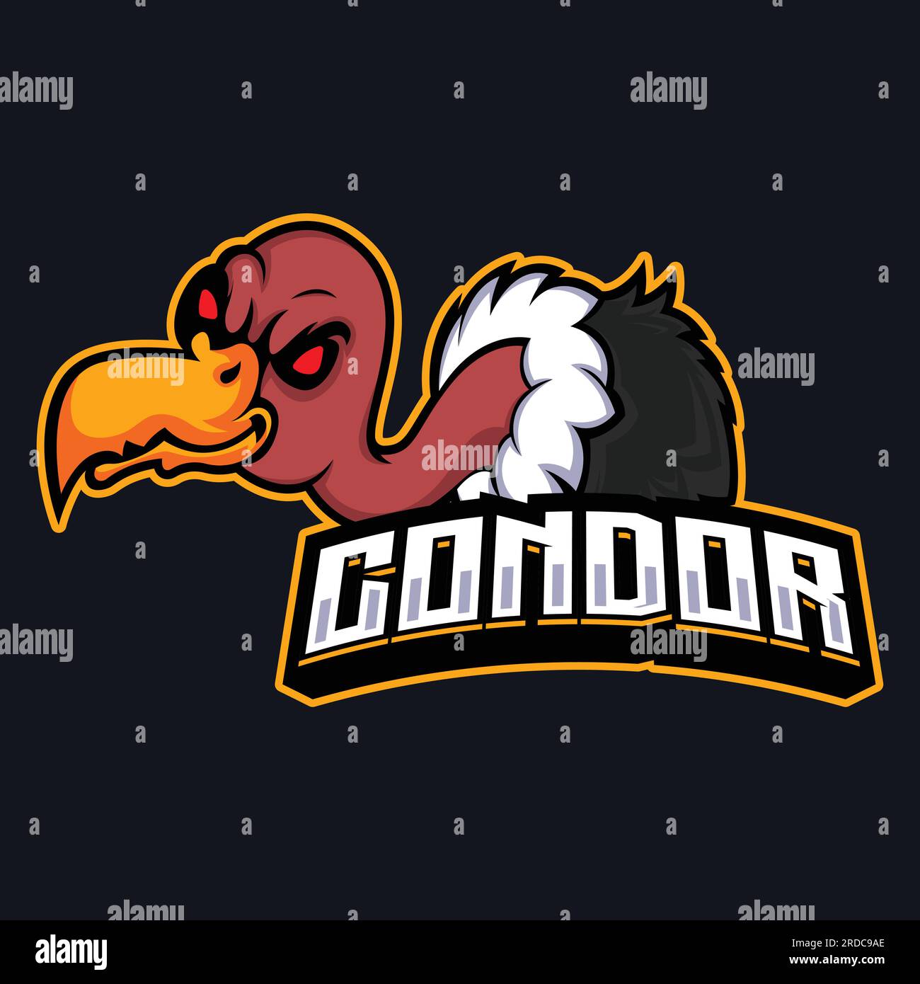 Condor Bird Gaming Mascot logo Design Condor Bird logo design animal logo Illustration de Vecteur