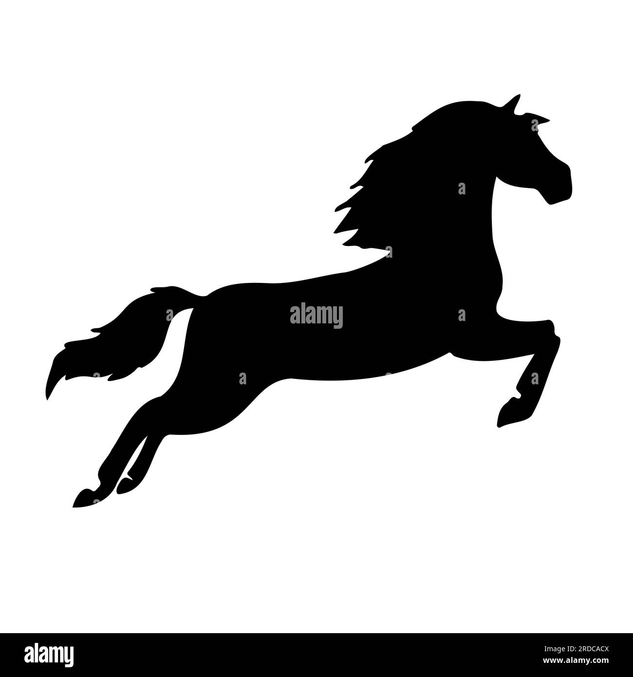 Vector dessin à la main silhouette sautant de cheval de dressage isolé sur fond blanc Illustration de Vecteur