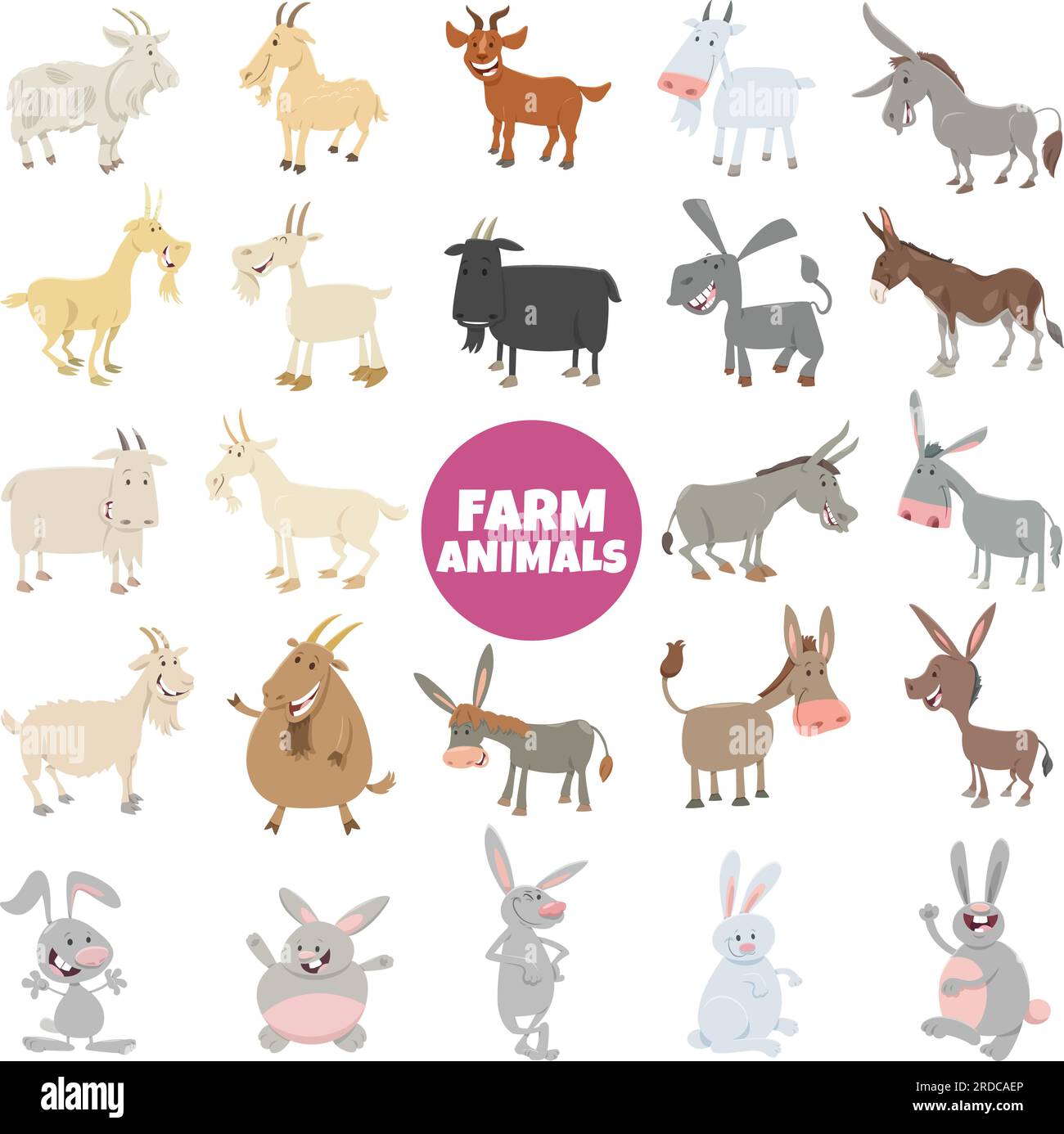 Illustration de dessin animé de personnages animaux de ferme drôle grand ensemble Illustration de Vecteur