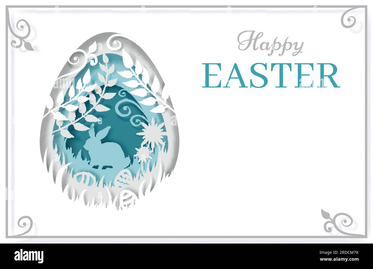 Modèle de carte de vœux Happy Easter, illustration vectorielle en style papier Illustration de Vecteur