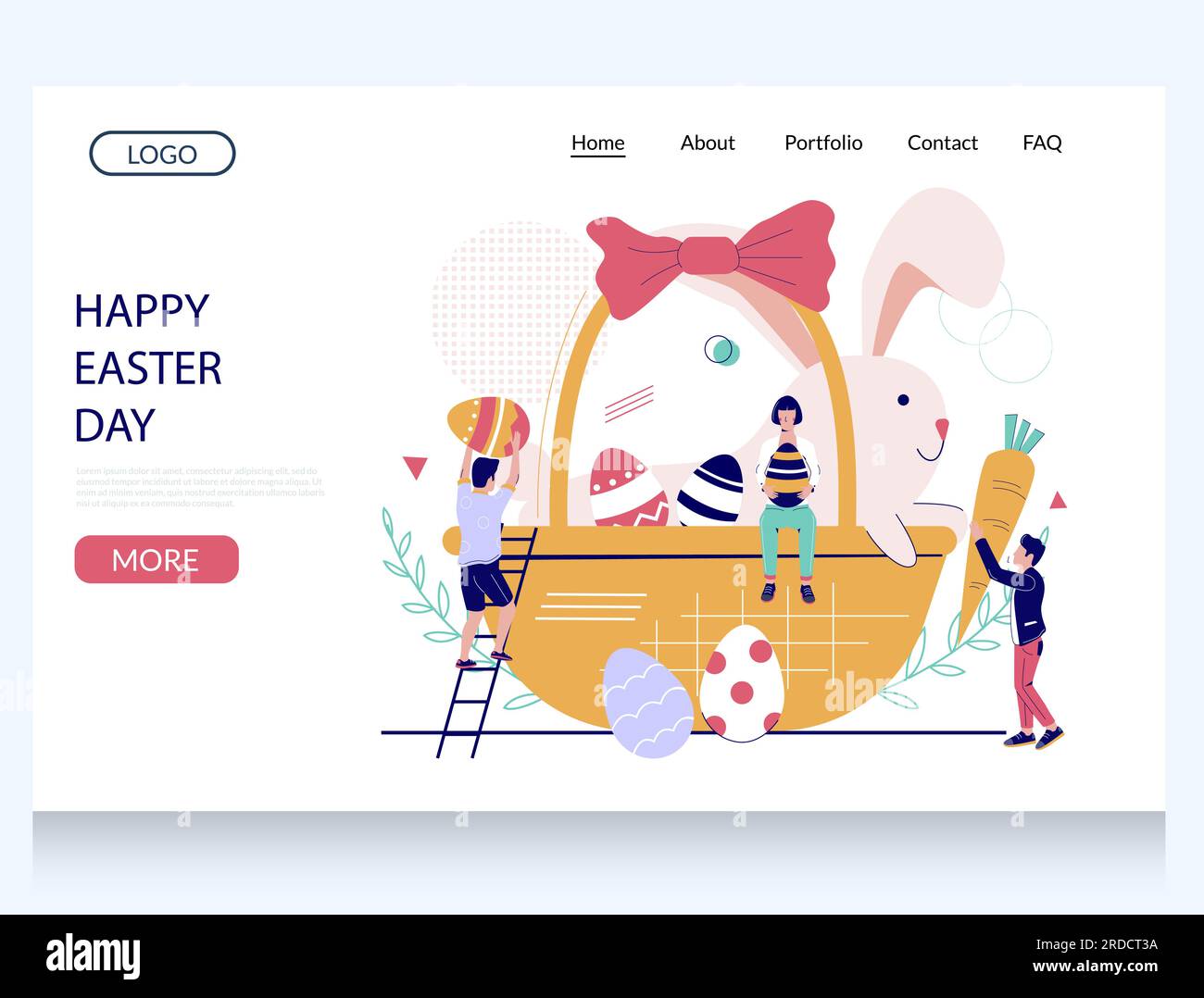 Modèle de conception de page de destination de site Web vectoriel Joyeux jour de Pâques Illustration de Vecteur