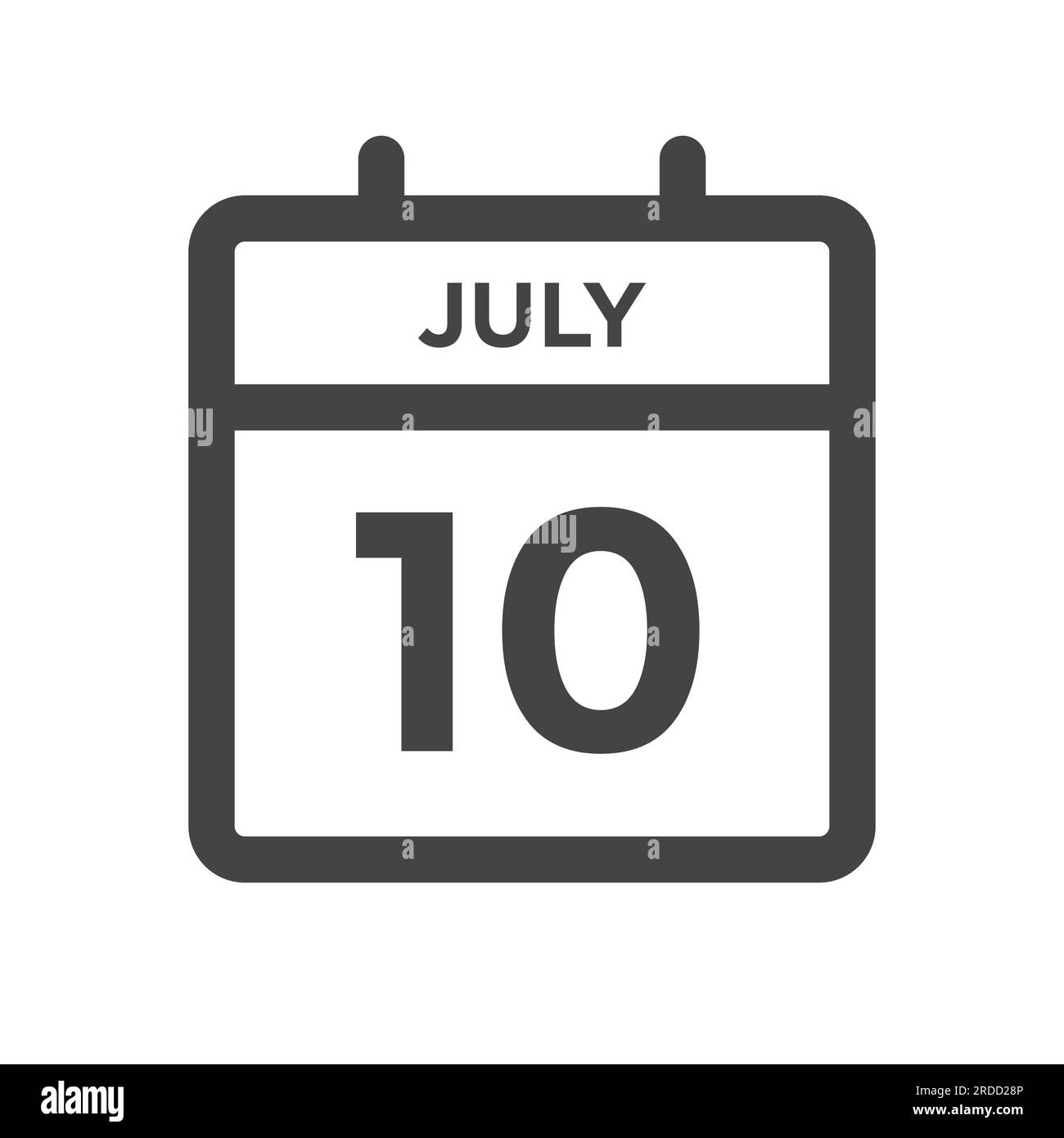 10 juillet jour calendaire ou Date calendrier pour l'échéance et le rendez-vous Illustration de Vecteur